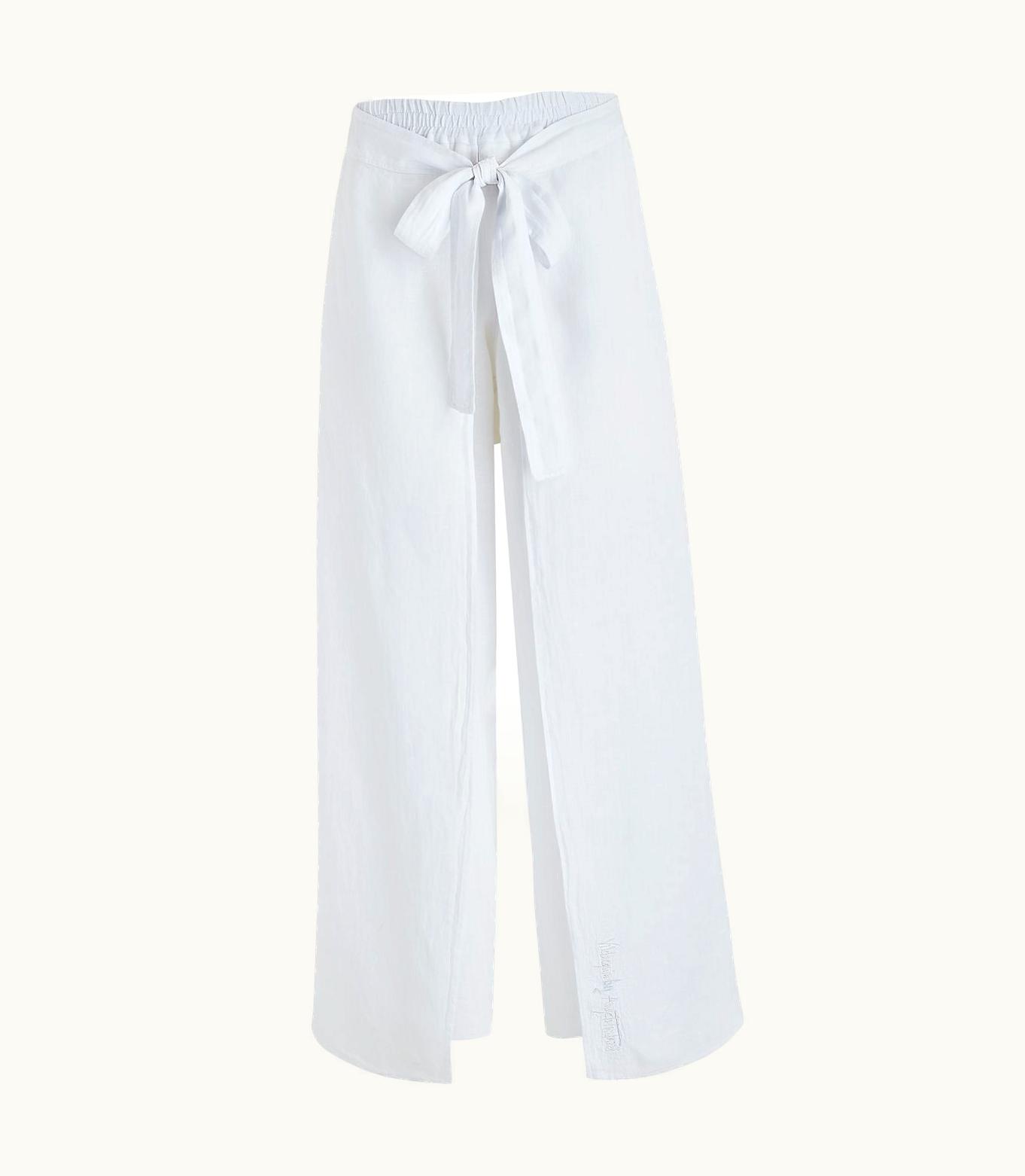 Vilebrequin Women White Linen Pants- Vilebrequin X Angelo Tarlazzi