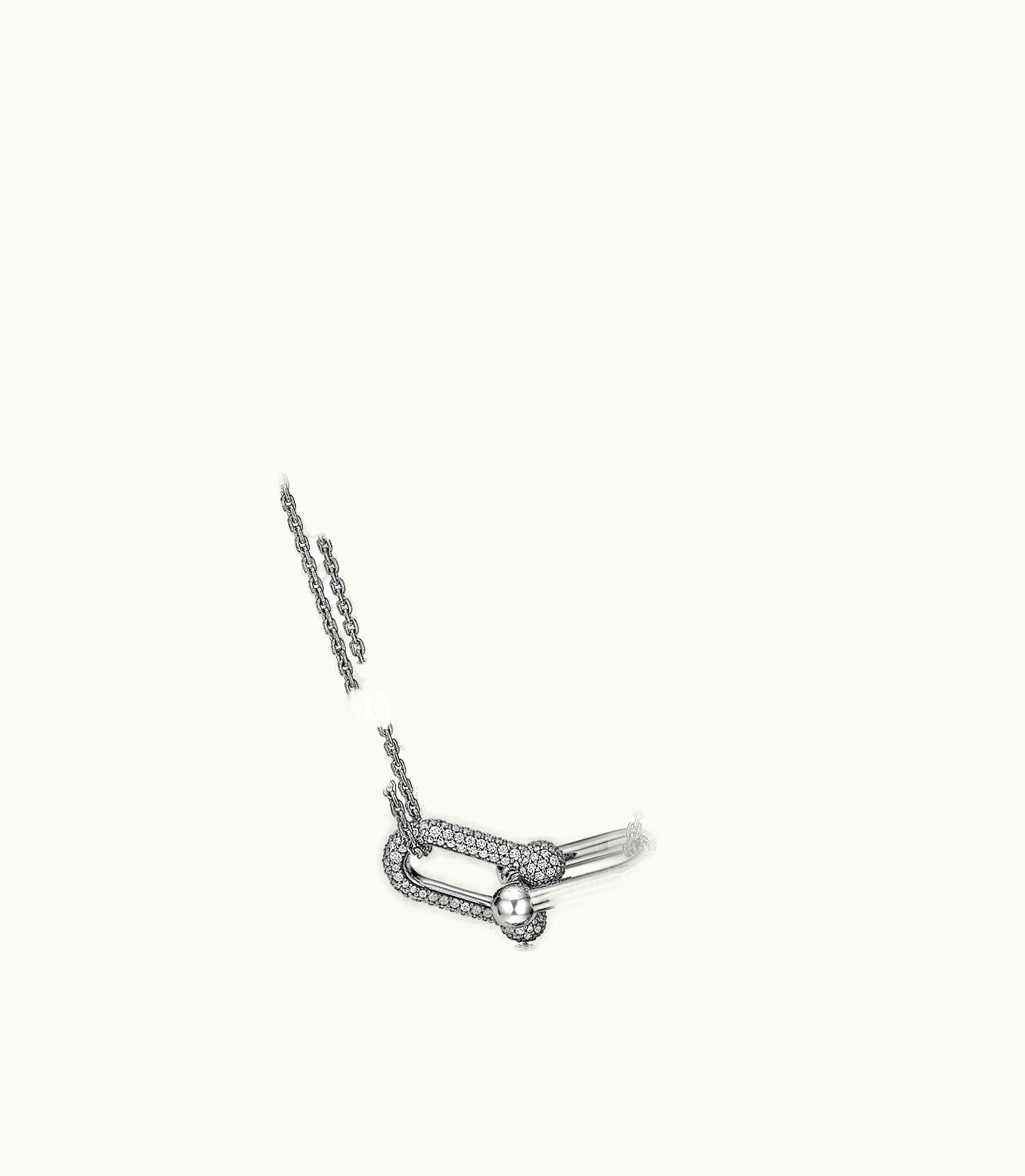 Tiffany & Co Tiffany Hardwear Large Double Link Pendant In White Gold With Pavé Diamonds