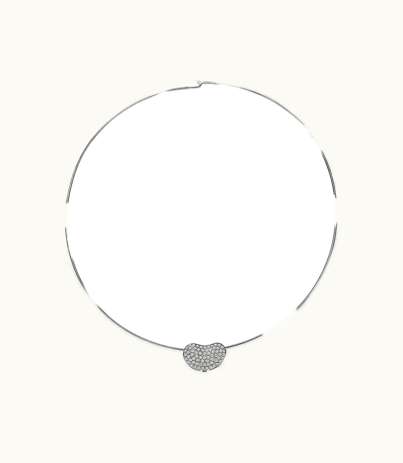 Tiffany & Co Elsa Peretti® Bean Design Wire Necklace In Platinum With Pavé Diamonds, 20 Mm