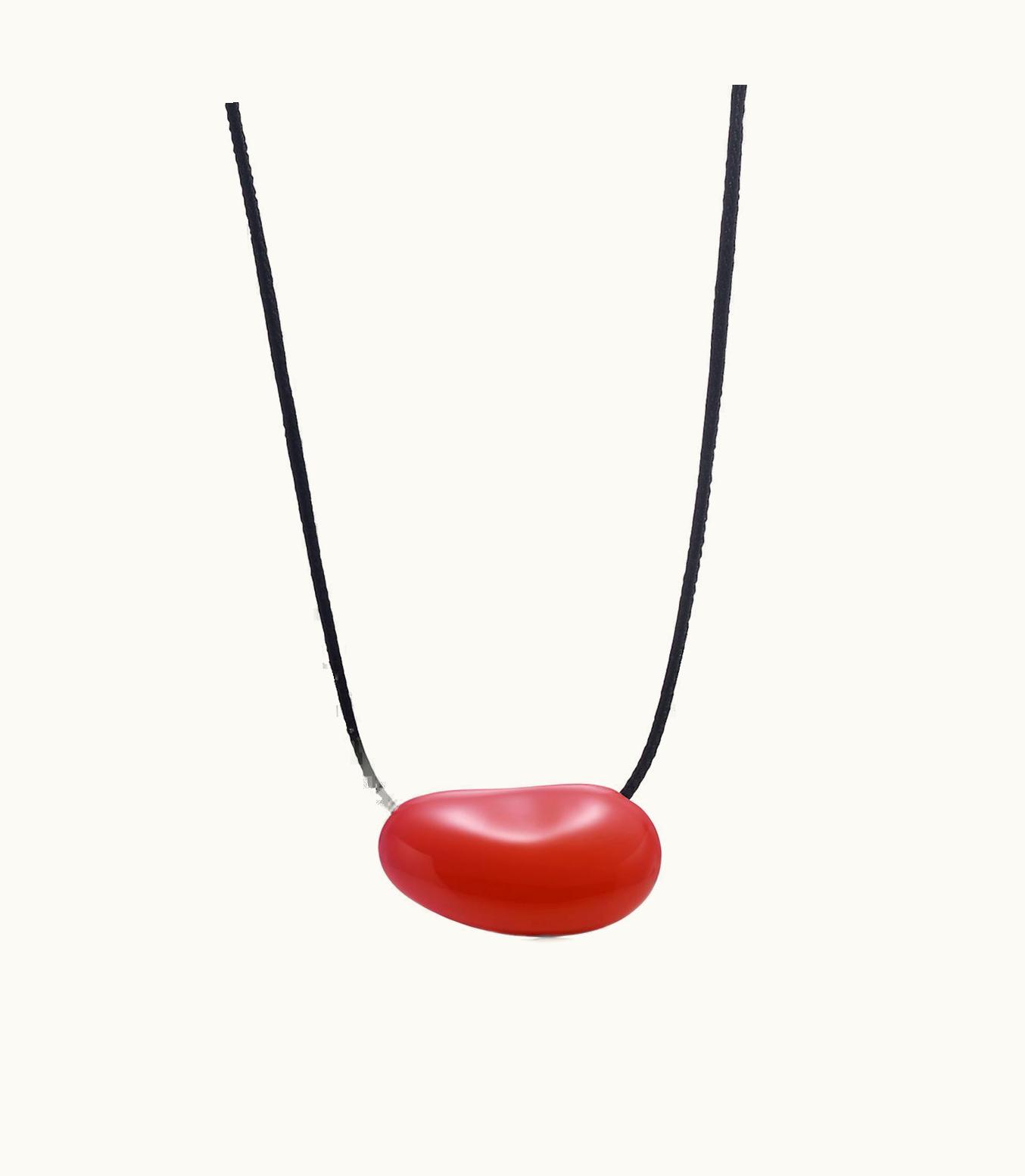 Tiffany & Co Elsa Peretti® Bean Design Pendant In Red Lacquer Over Japanese Hardwood