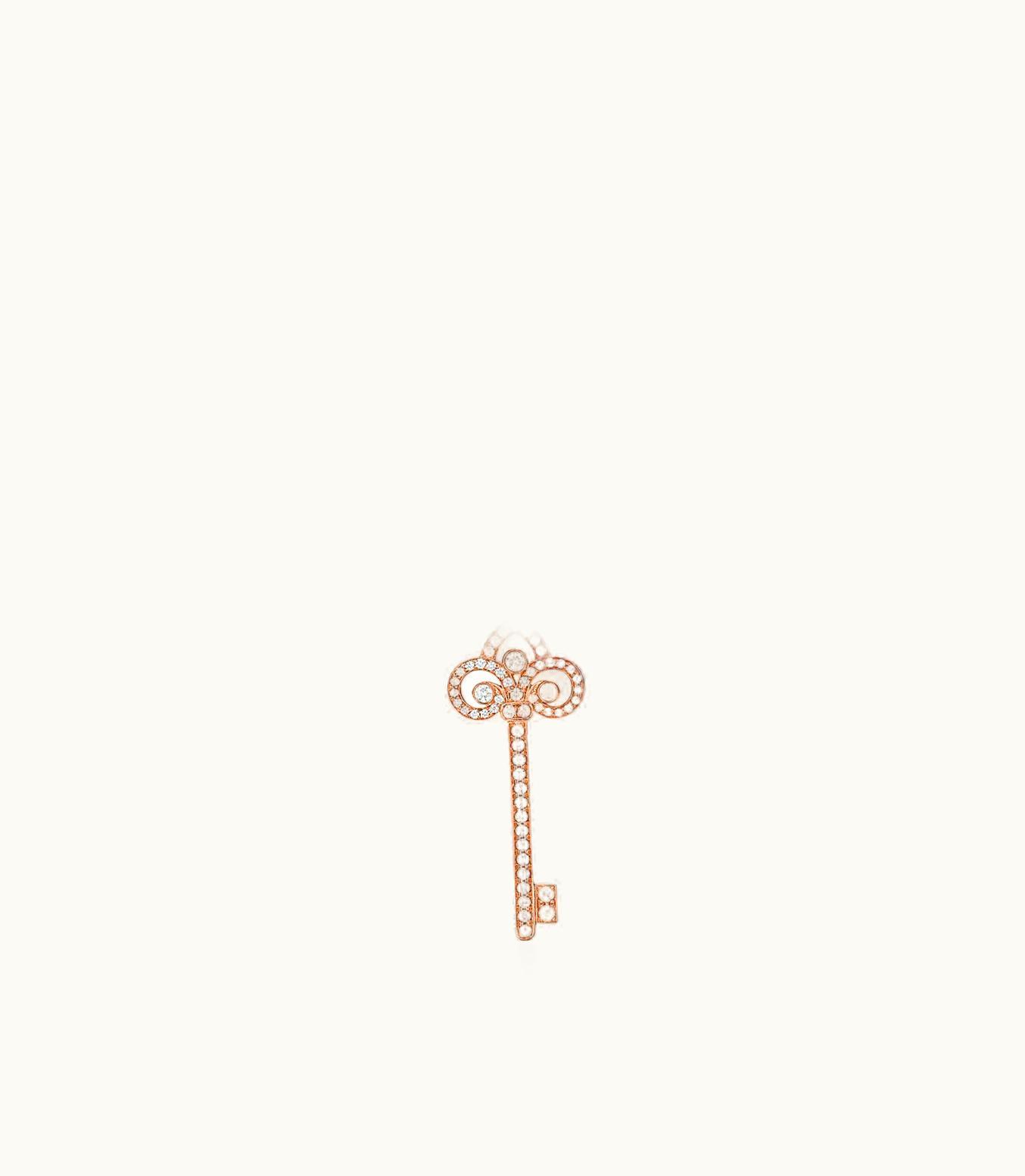 Tiffany & Co Tiffany Keys Fleur De Lis Key Pendant In 18K Rose Gold With Diamonds