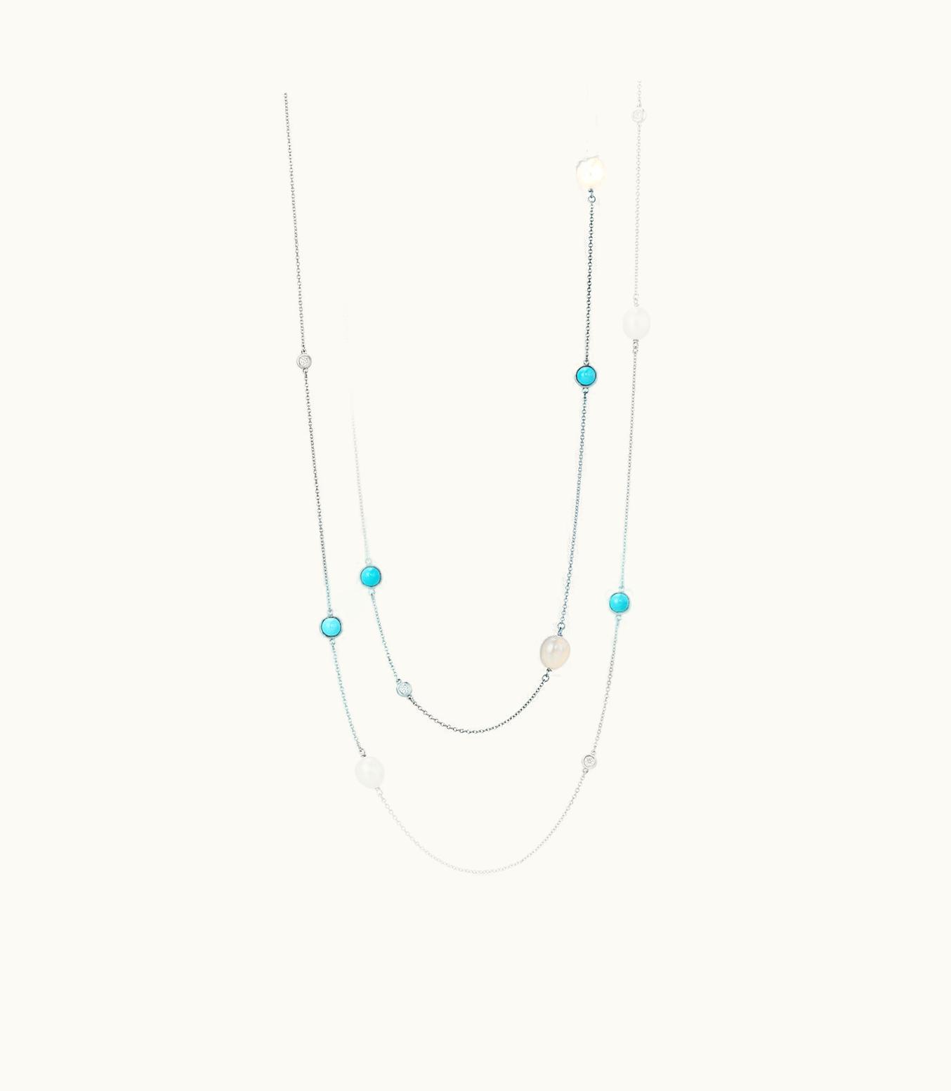 Tiffany & Co Elsa Peretti® Color By The Yard Sprinkle Necklace In Silver With Turquoise