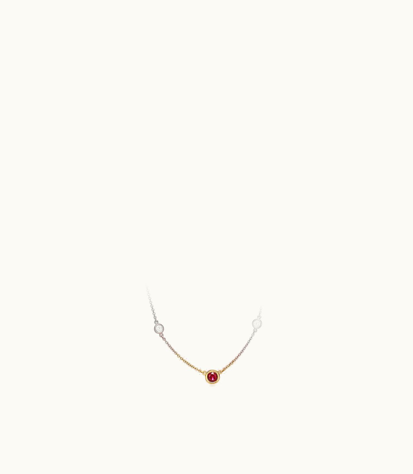 Tiffany & Co Elsa Peretti® Color By The Yard Necklace In 18K Gold With A Ruby And Diamonds