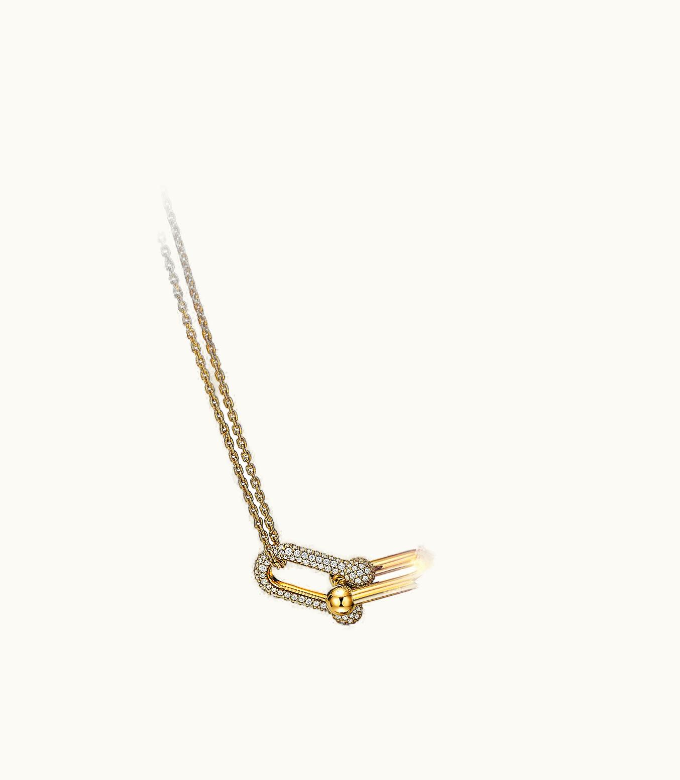 Tiffany & Co Tiffany Hardwear Large Double Link Pendant In Yellow Gold With Pavé Diamonds