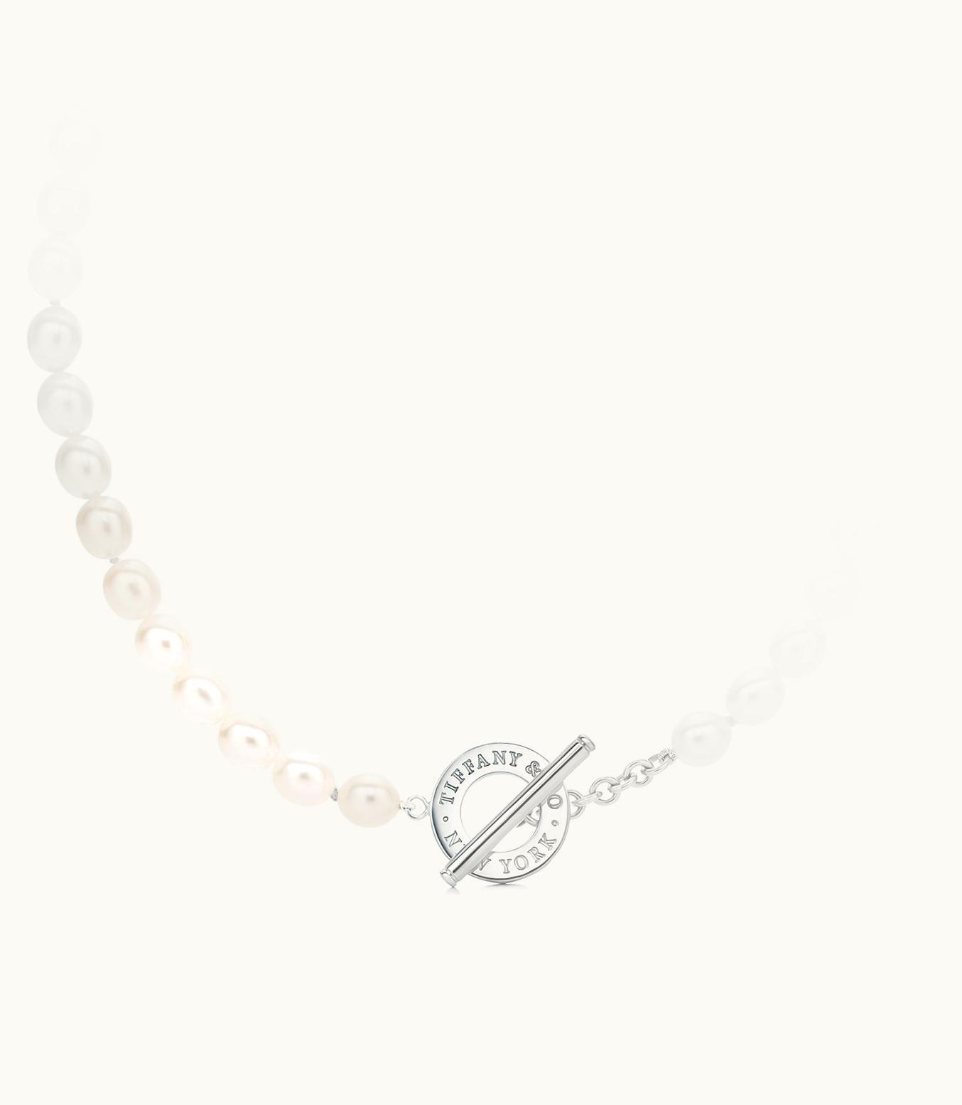 Tiffany & Co Freshwater Pearl Toggle Necklace In Sterling Silver