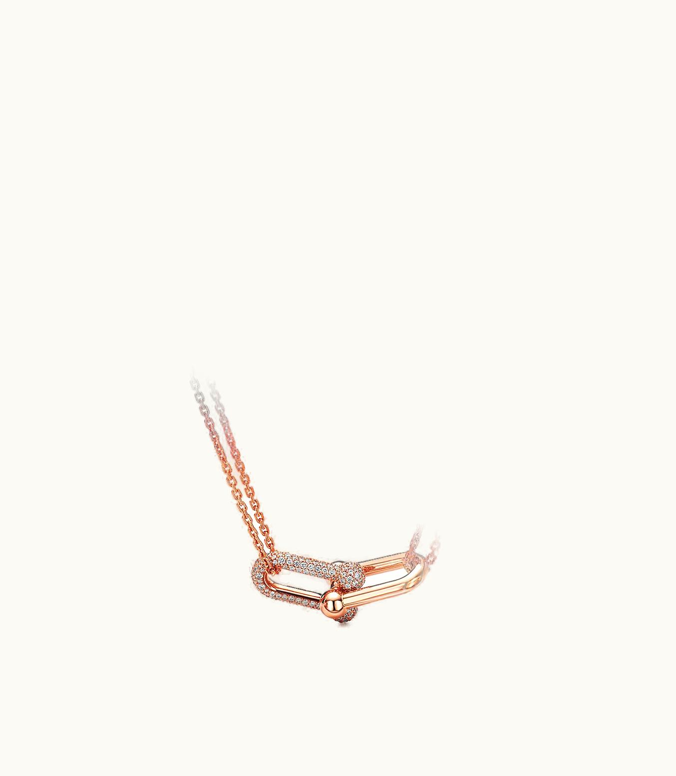 Tiffany & Co Tiffany Hardwear Large Double Link Pendant In Rose Gold With Pavé Diamonds
