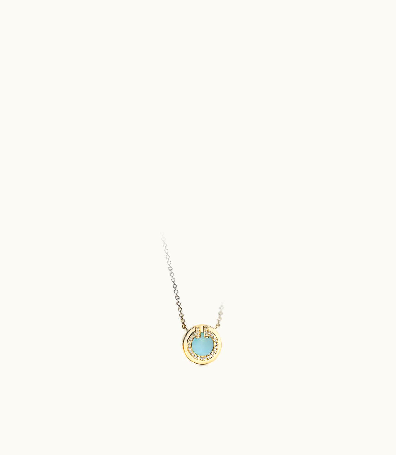 Tiffany & Co Tiffany T Diamond And Turquoise Circle Pendant In 18K Gold, Small