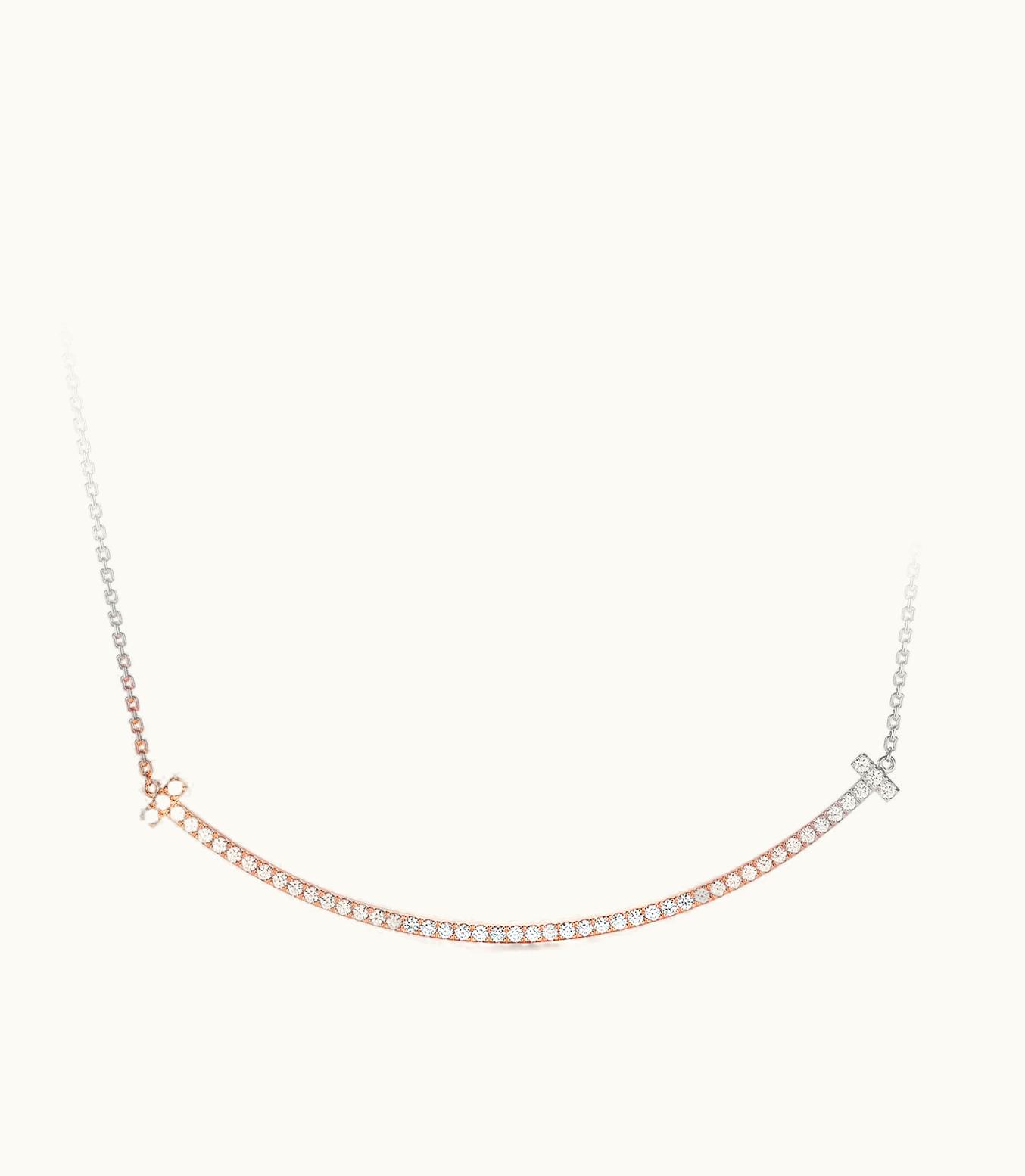 Tiffany & Co Tiffany T Extra Large Smile Pendant In 18K Rose Gold With Diamonds