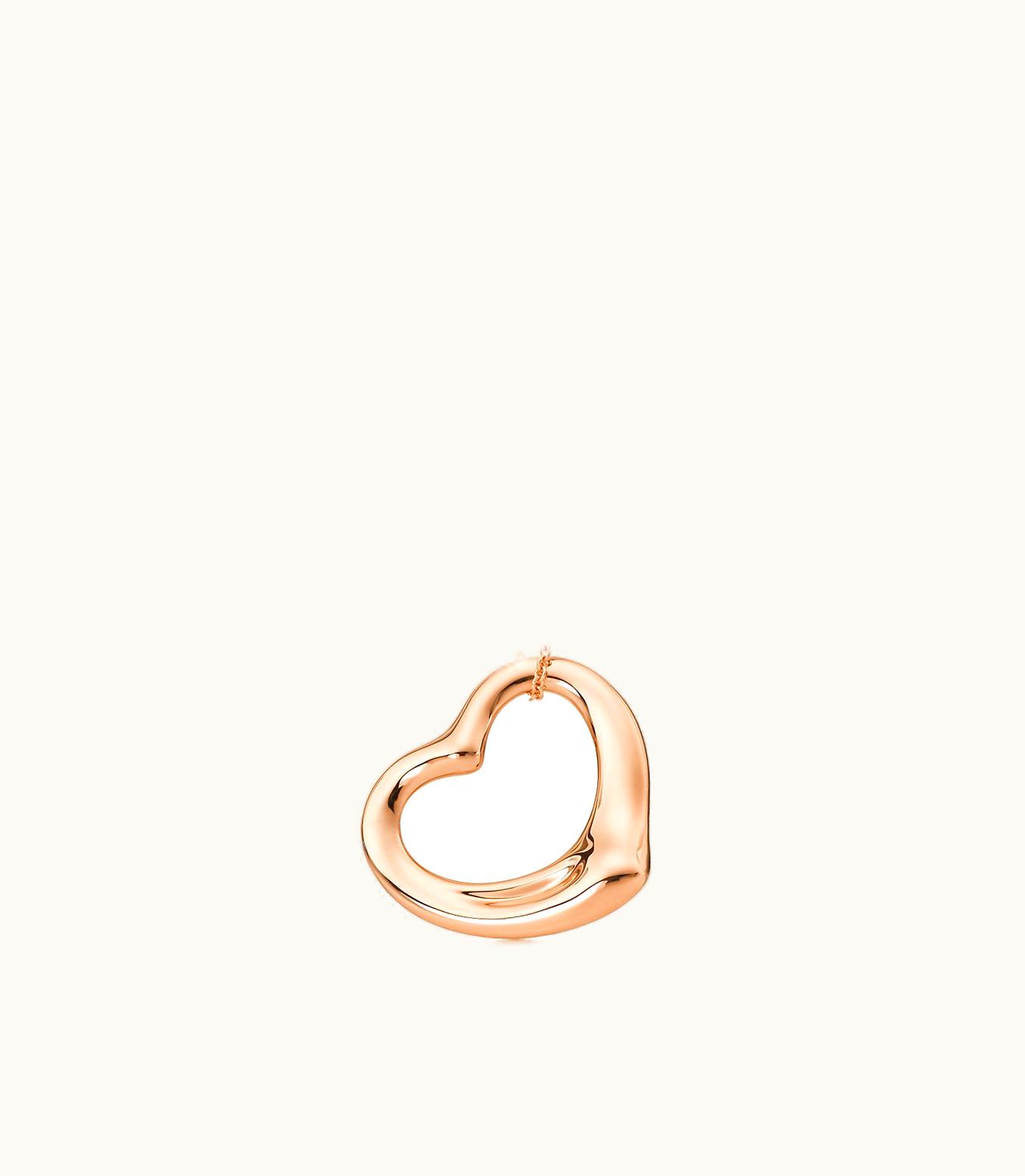 Tiffany & Co Elsa Peretti® Open Heart Pendant In 18K Rose Gold. More Sizes Available