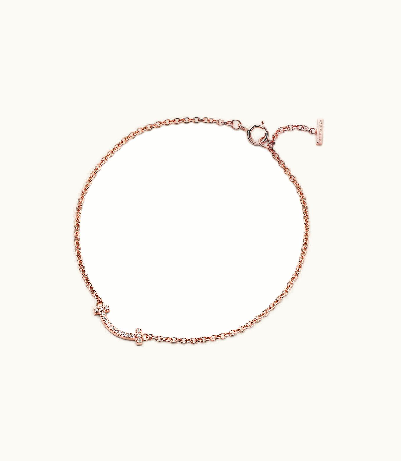 Tiffany & Co Tiffany T Smile Bracelet In 18K Rose Gold With Diamonds, Large