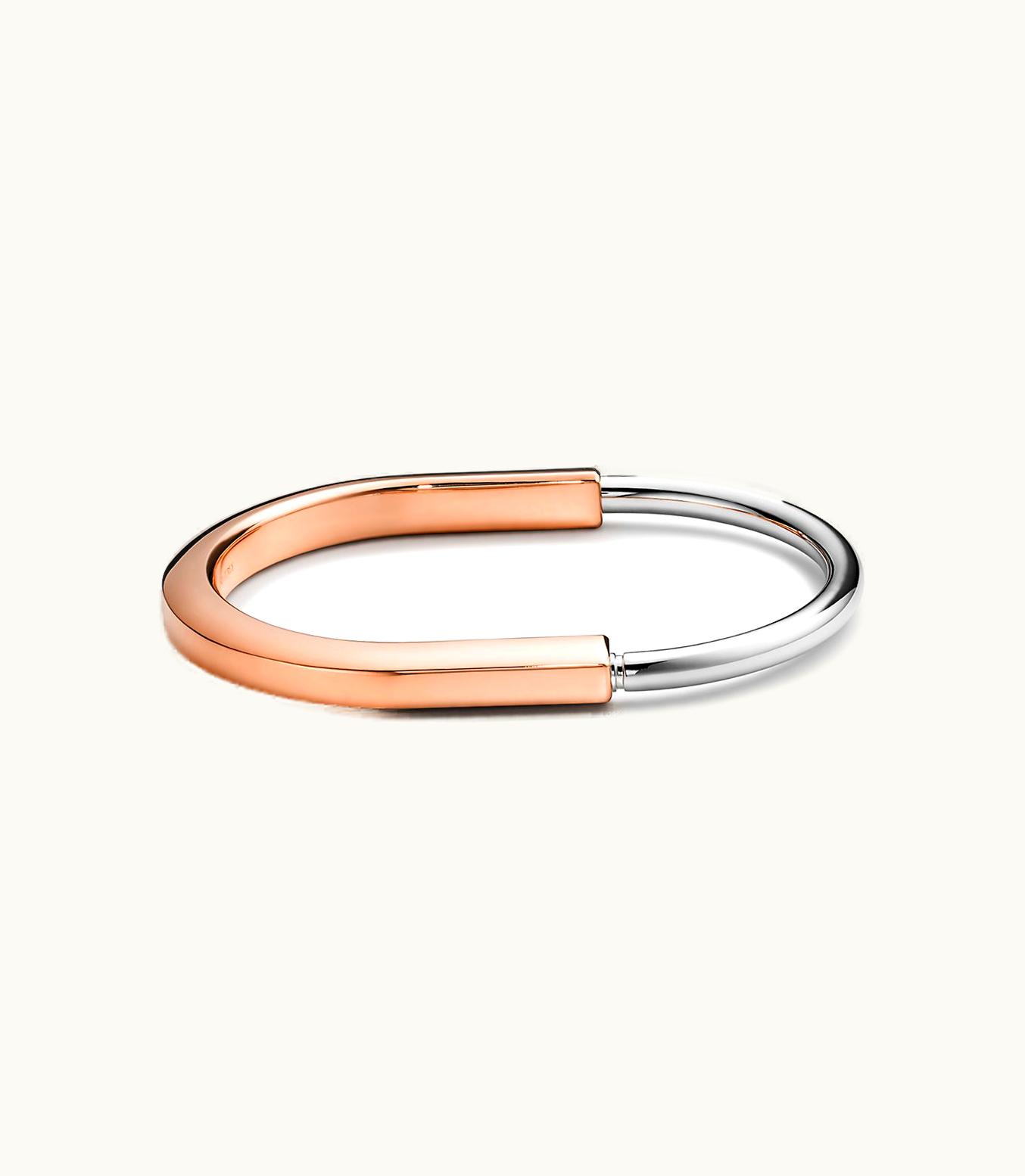 Tiffany & Co Tiffany Lock Bangle In Rose And White Gold
