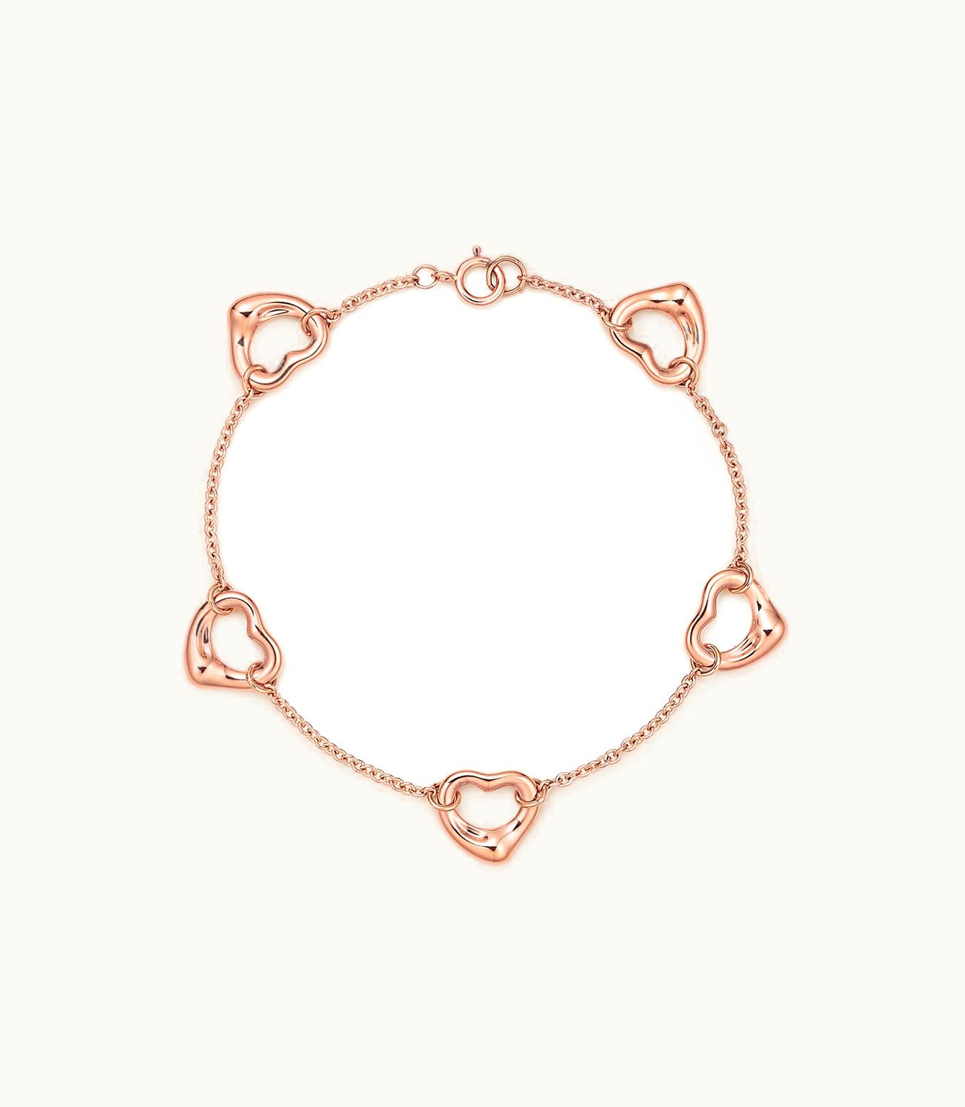 Tiffany & Co Elsa Peretti® Open Heart Bracelet In 18K Rose Gold, Medium