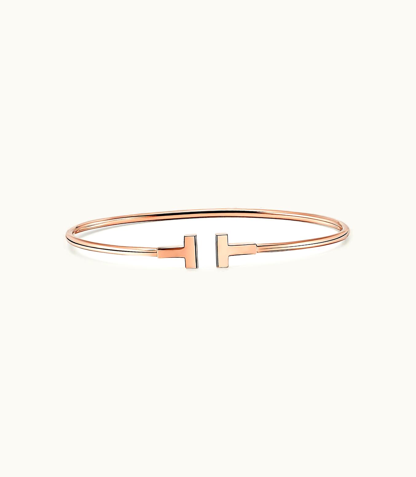Tiffany & Co Tiffany T Narrow Wire Bracelet In 18K Rose Gold, Medium