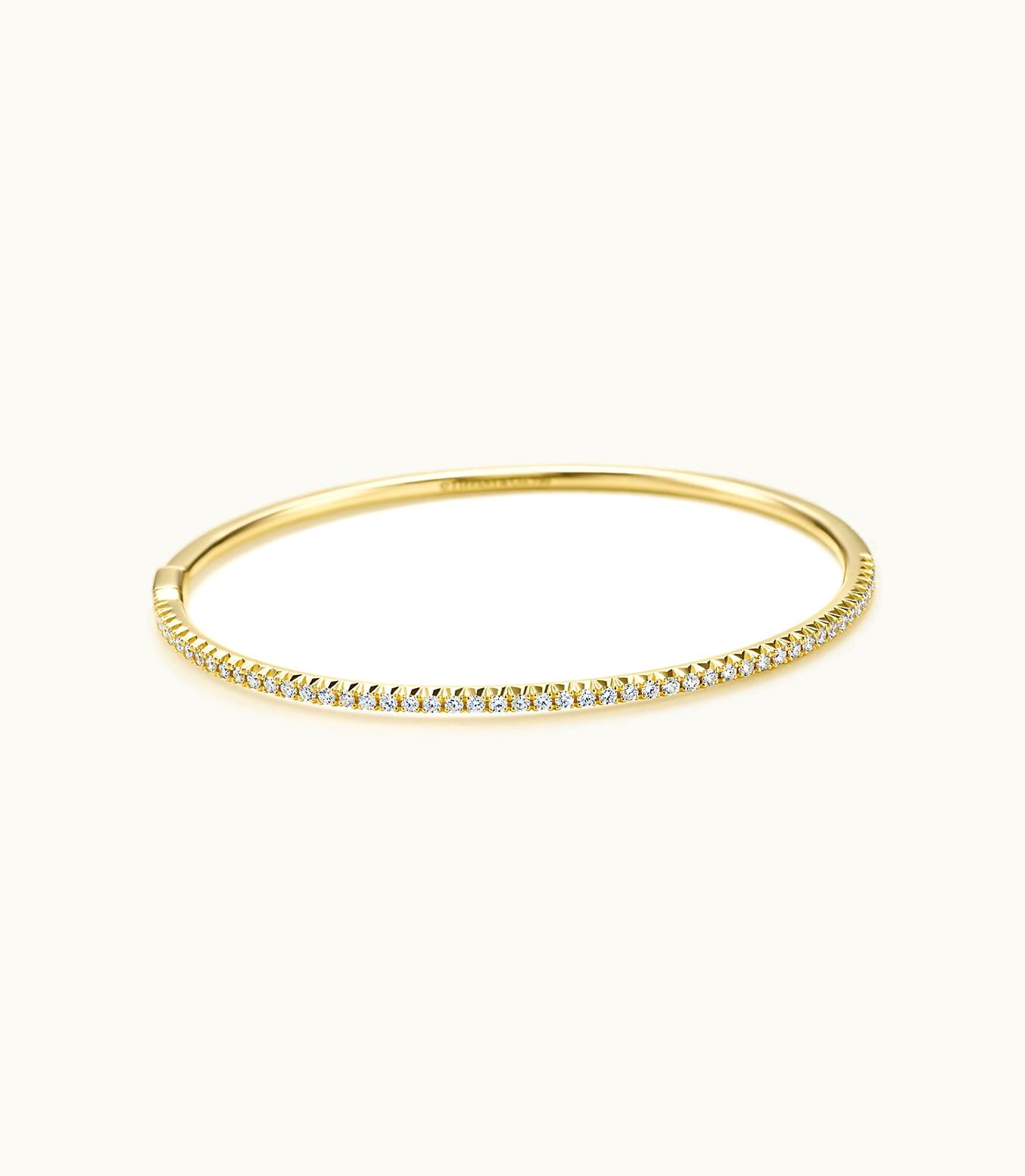 Tiffany & Co Tiffany Metro Hinged Bangle In 18K Gold With Diamonds, Medium