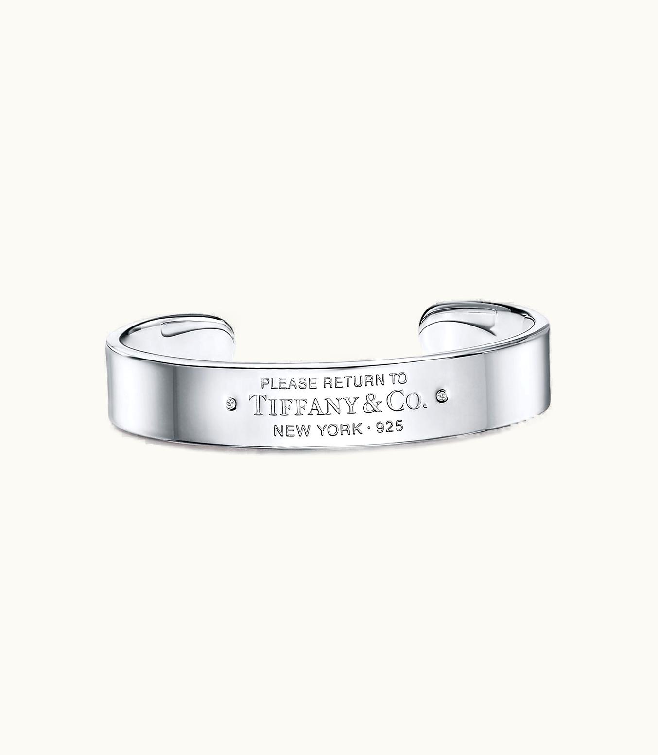 Tiffany & Co Return To Tiffany™ Narrow Cuff In Sterling Silver With Diamonds, Medium