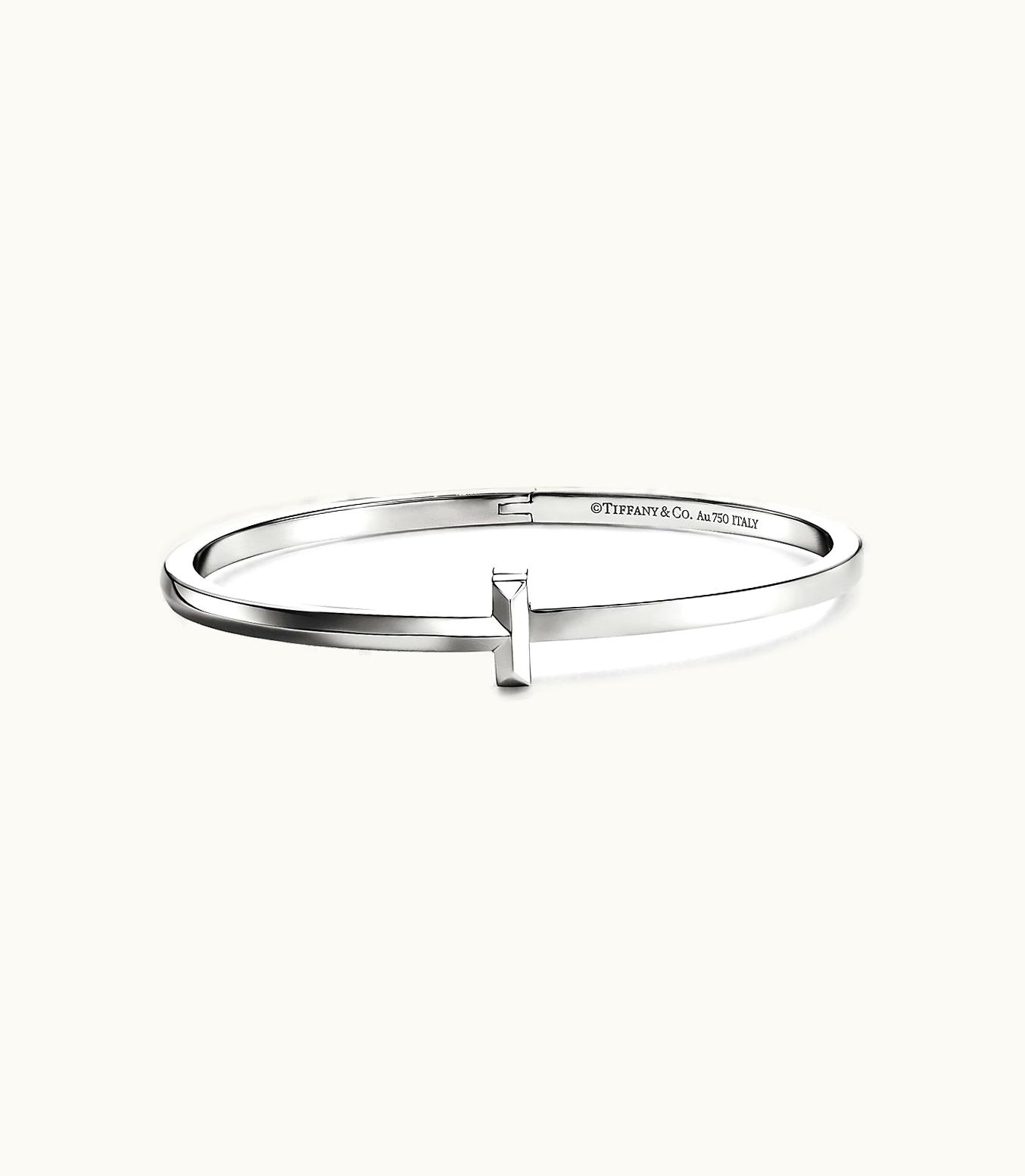 Tiffany & Co Tiffany T T1 Hinged Bangle In White Gold, Narrow