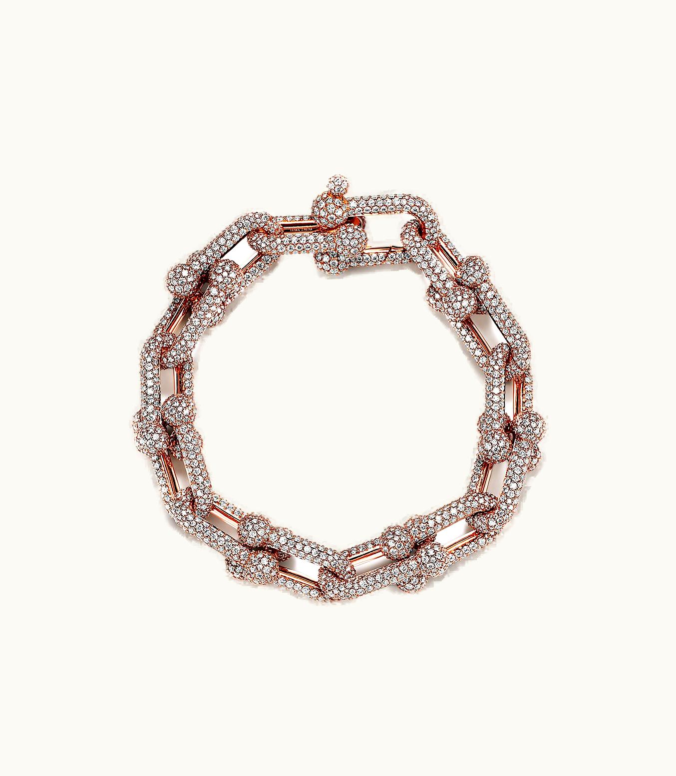 Tiffany & Co Tiffany Hardwear Large Link Bracelet In Rose Gold With Pavé Diamonds