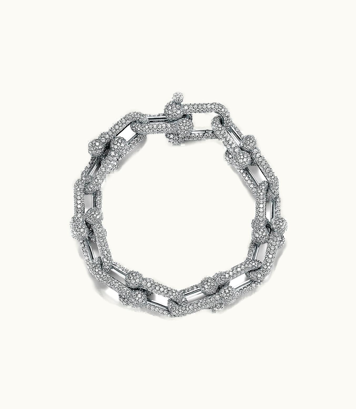 Tiffany & Co Tiffany Hardwear Large Link Bracelet In White Gold With Pavé Diamonds