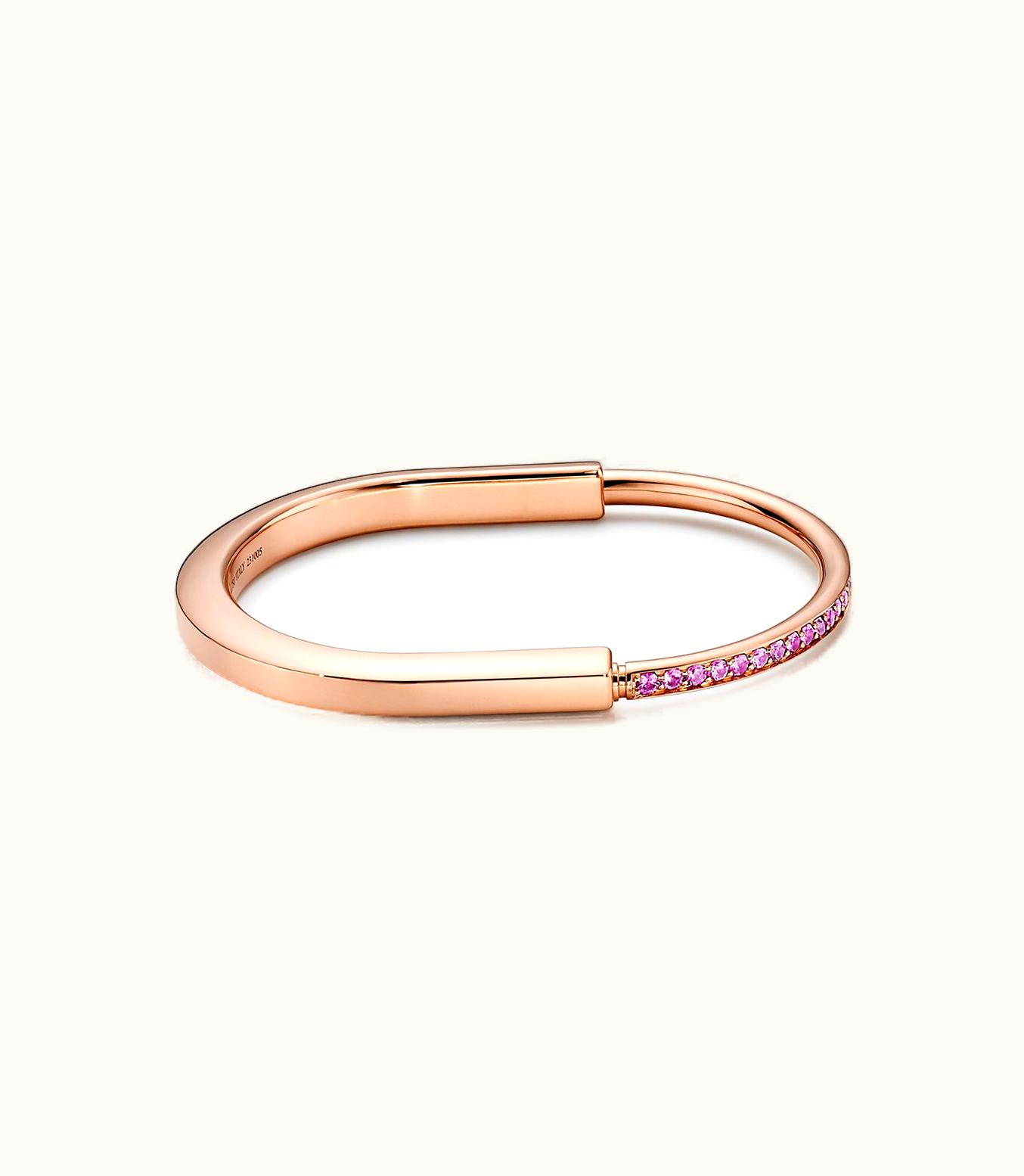 Tiffany & Co Tiffany Lock Bangle In Rose Gold With Pink Sapphires