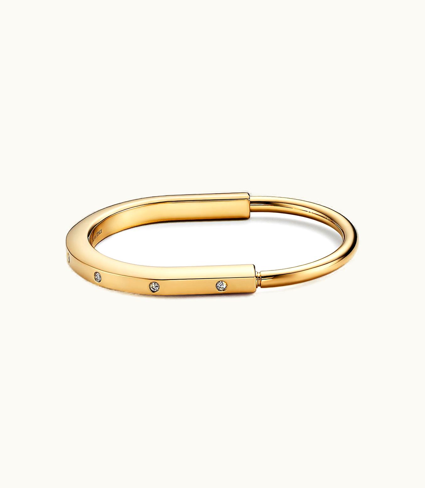 Tiffany & Co Tiffany Lock Bangle In Yellow Gold With Diamond Accents