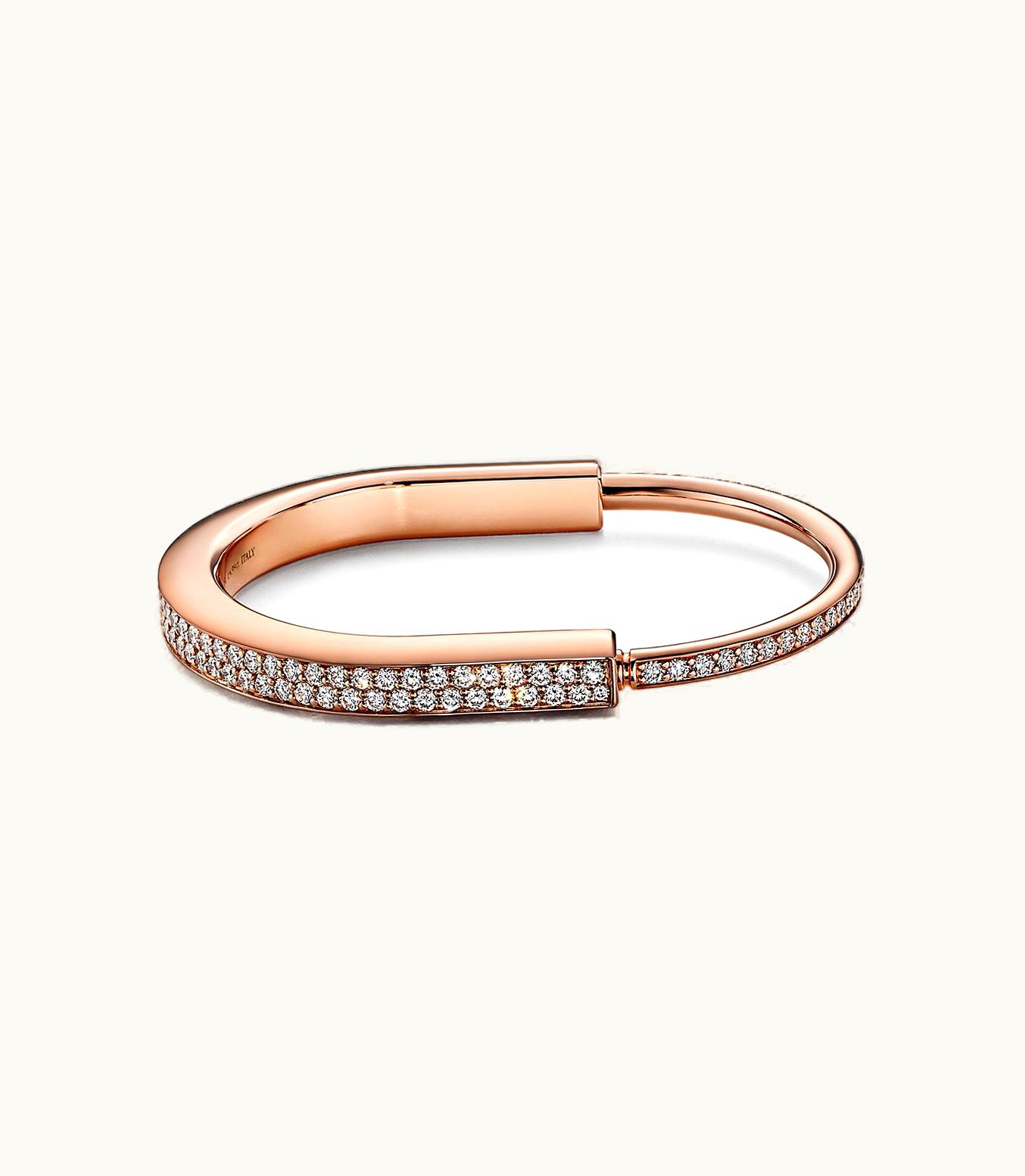 Tiffany & Co Tiffany Lock Bangle In Rose Gold With Full Pavé Diamonds