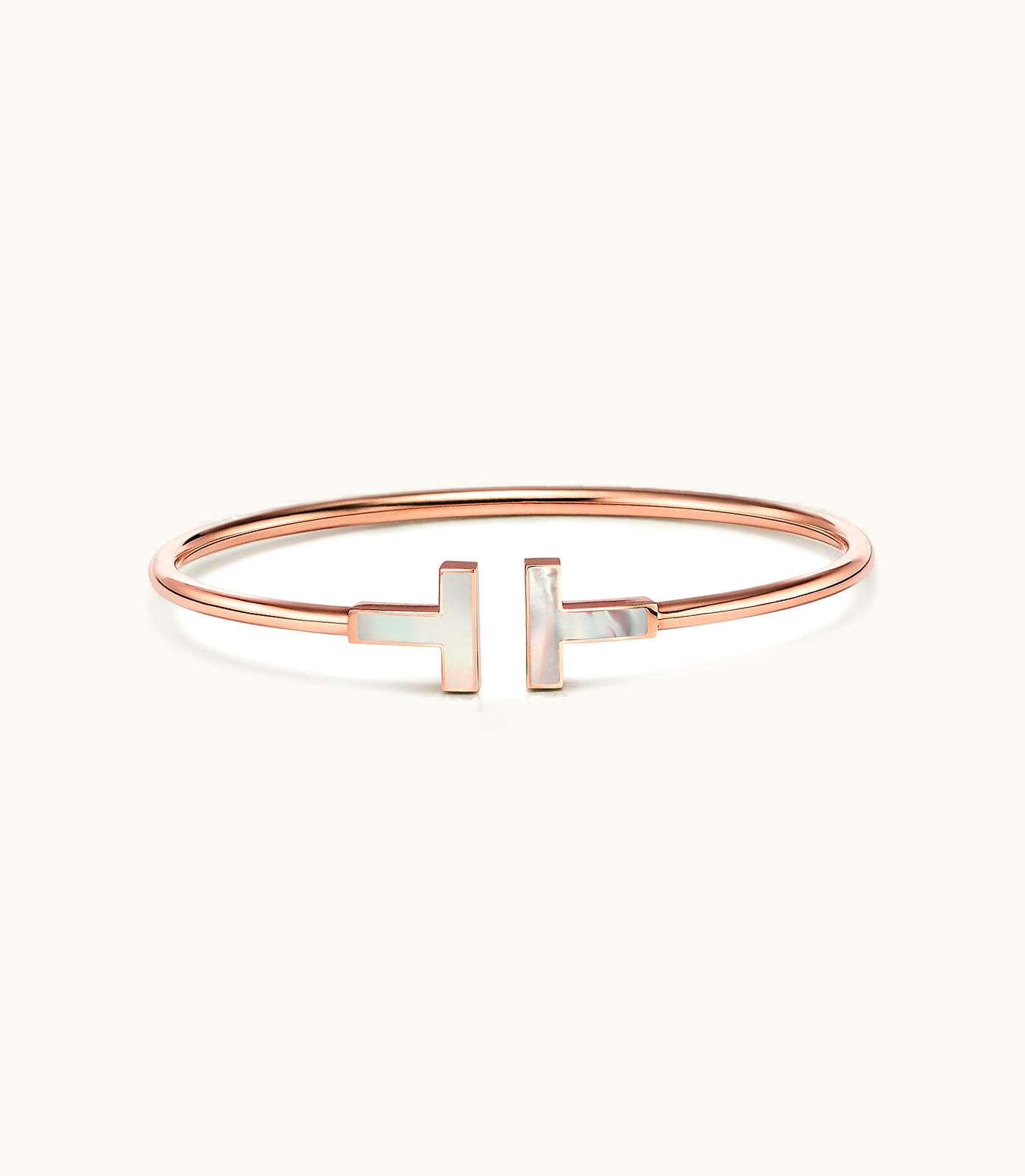 Tiffany & Co Tiffany T Wire Bracelet In Rose Gold With Mother-Of-Pearl
