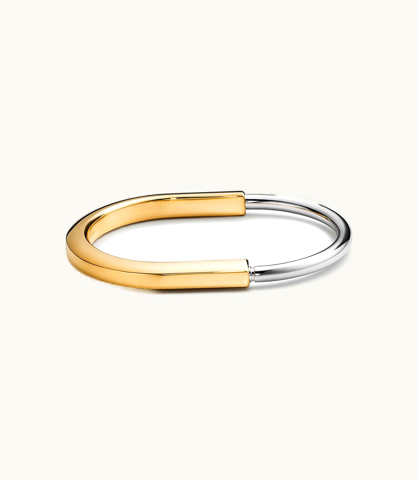 Tiffany & Co Tiffany Lock Bangle In Yellow And White Gold