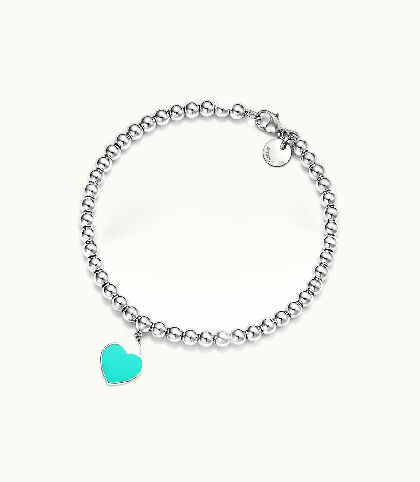 Tiffany & Co Return To Tiffany® Bead Bracelet In Silver, Tiffany Blue® With A Diamond, 4 Mm