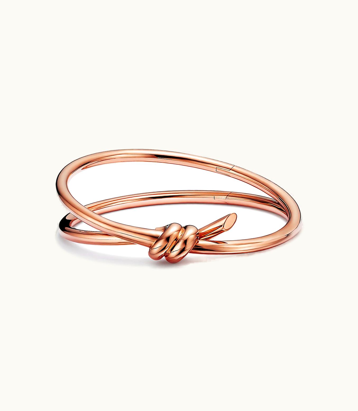 Tiffany & Co Tiffany Knot Double Row Hinged Bangle In Rose Gold
