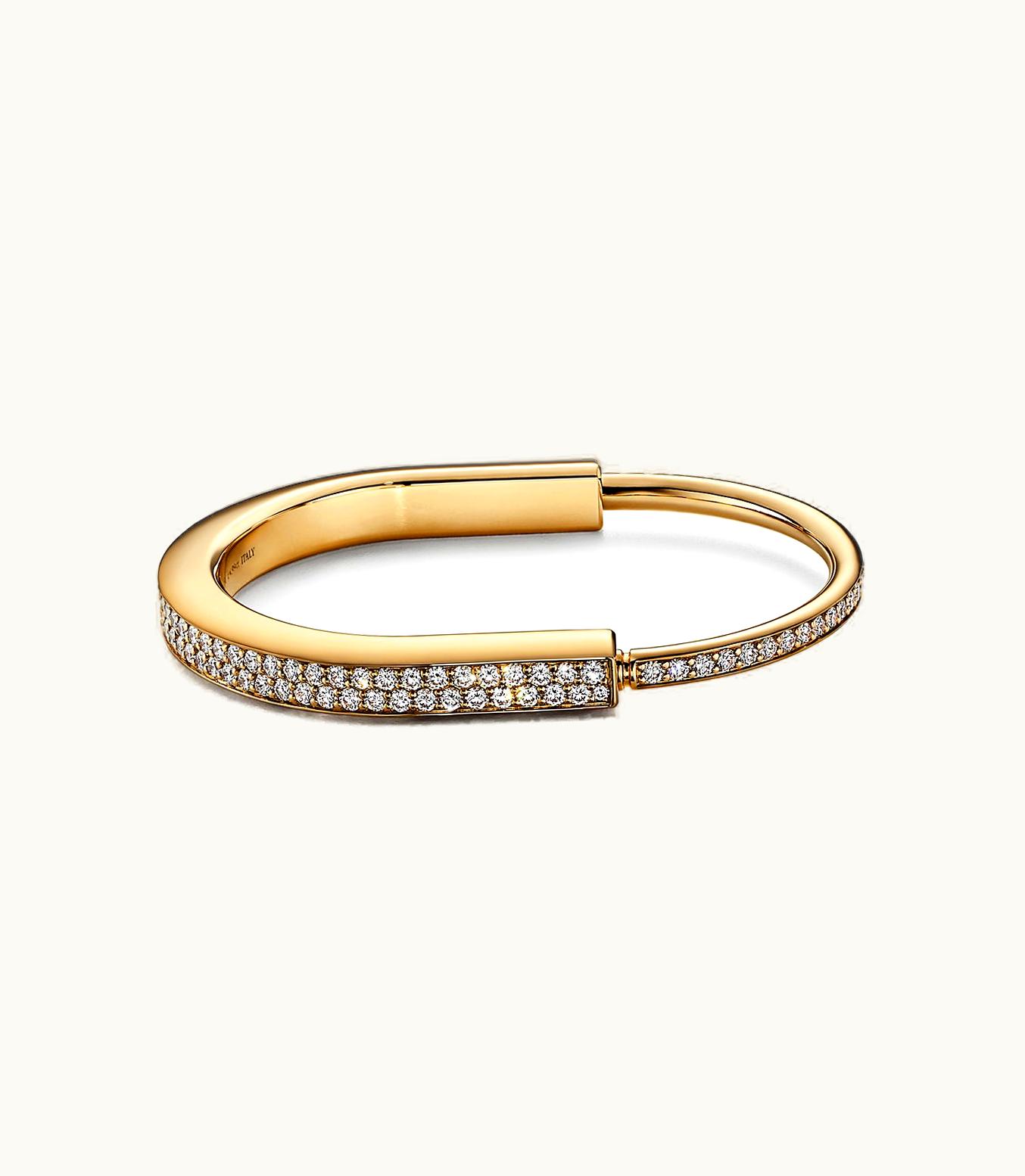 Tiffany & Co Tiffany Lock Bangle In Yellow Gold With Full Pavé Diamonds