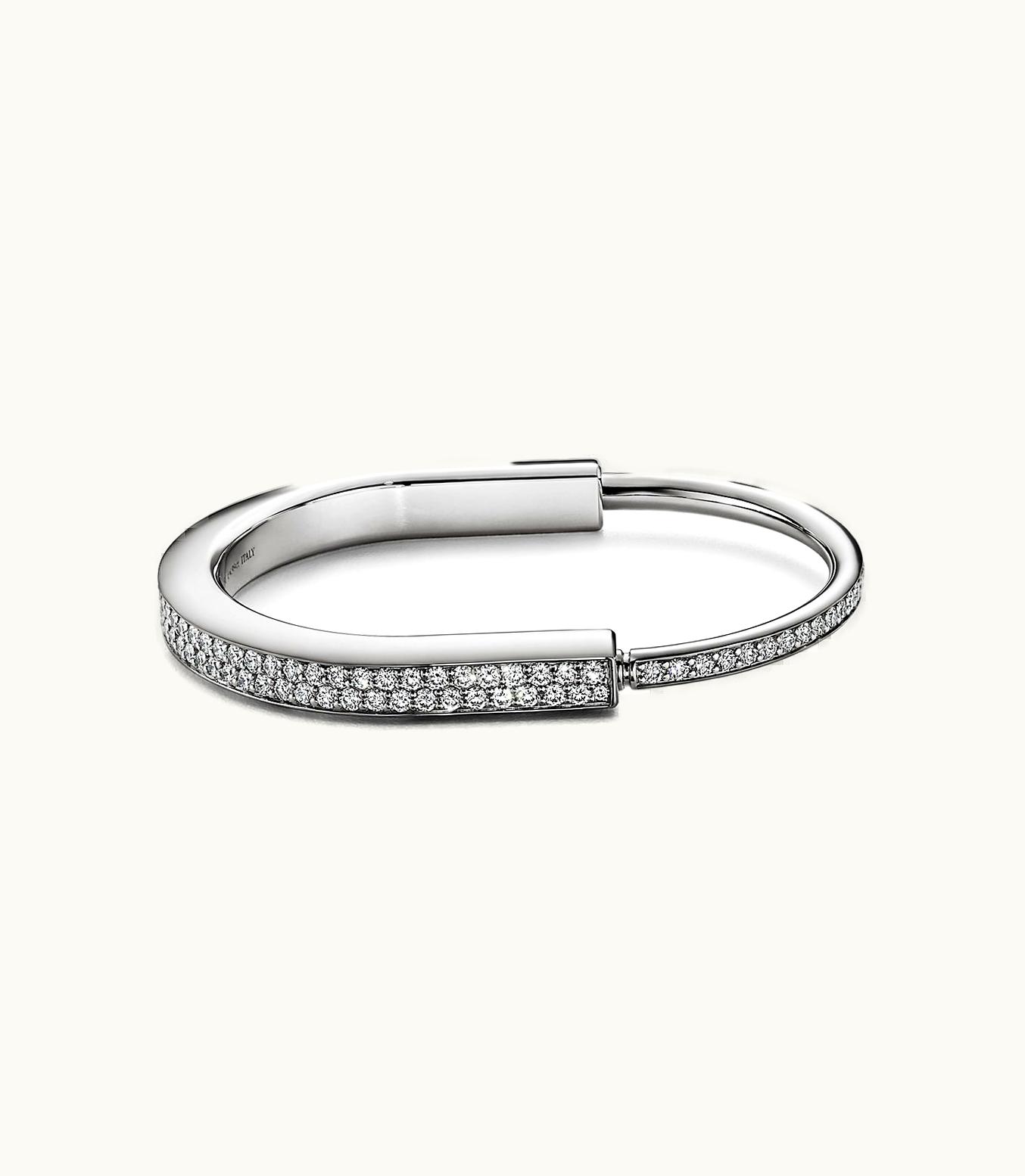 Tiffany & Co Tiffany Lock Bangle In White Gold With Full Pavé Diamonds