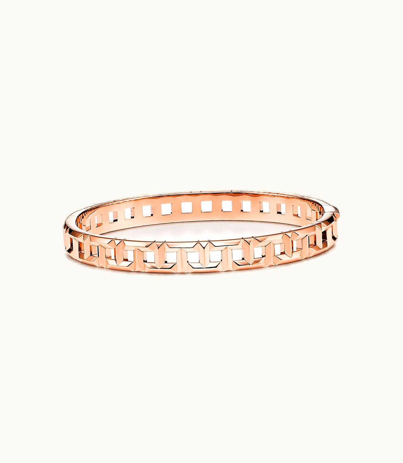 Tiffany & Co Tiffany T True Narrow Hinged Bangle In 18K Rose Gold, Small