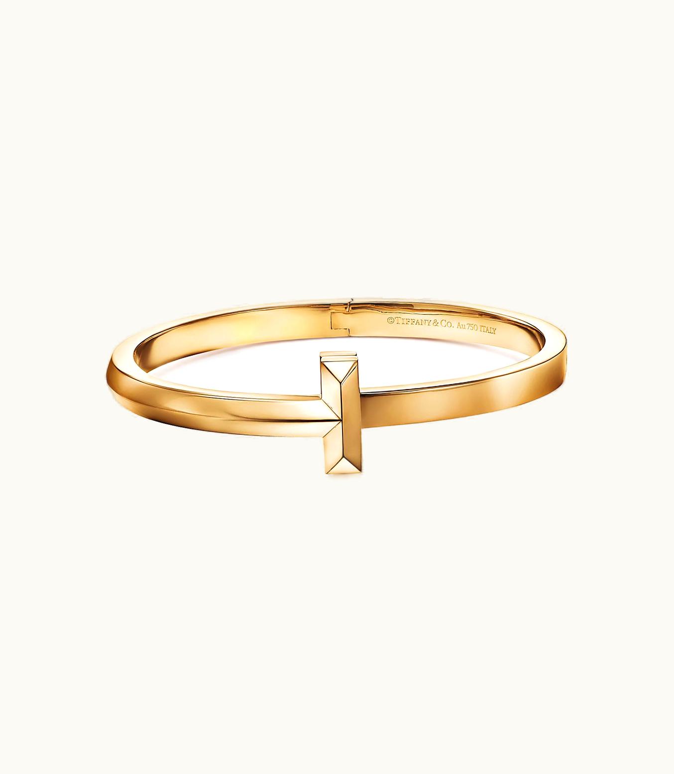 Tiffany & Co Tiffany T T1 Wide Hinged Bangle In 18K Gold, Medium