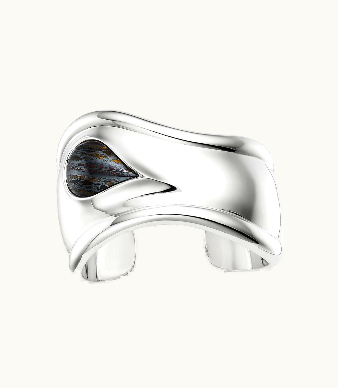 Tiffany & Co Elsa Peretti® Small Bone Cuff In Silver With Tiger Iron, 43 Mm Wide