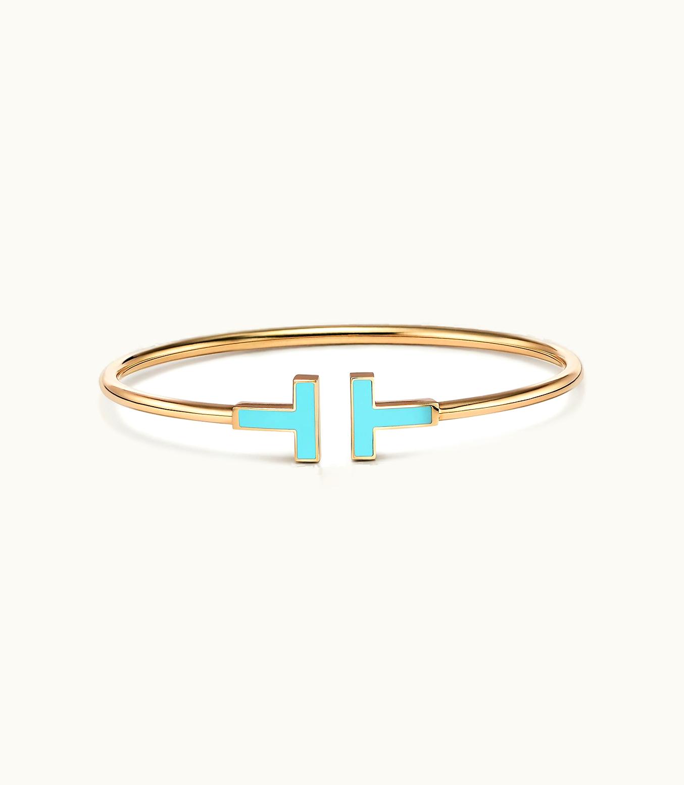 Tiffany & Co Tiffany T Turquoise Wire Bracelet In 18K Gold, Large