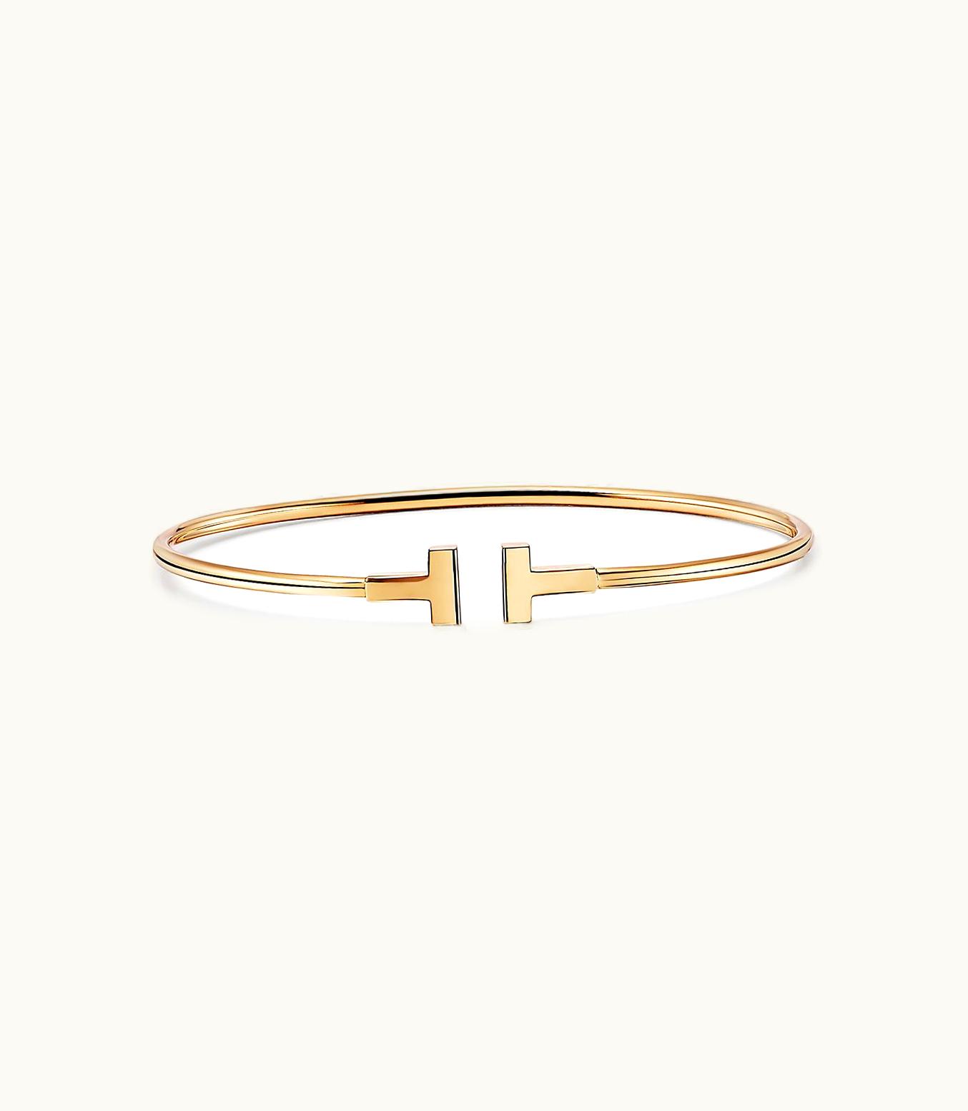Tiffany & Co Tiffany T Narrow Wire Bracelet In 18K Gold, Medium