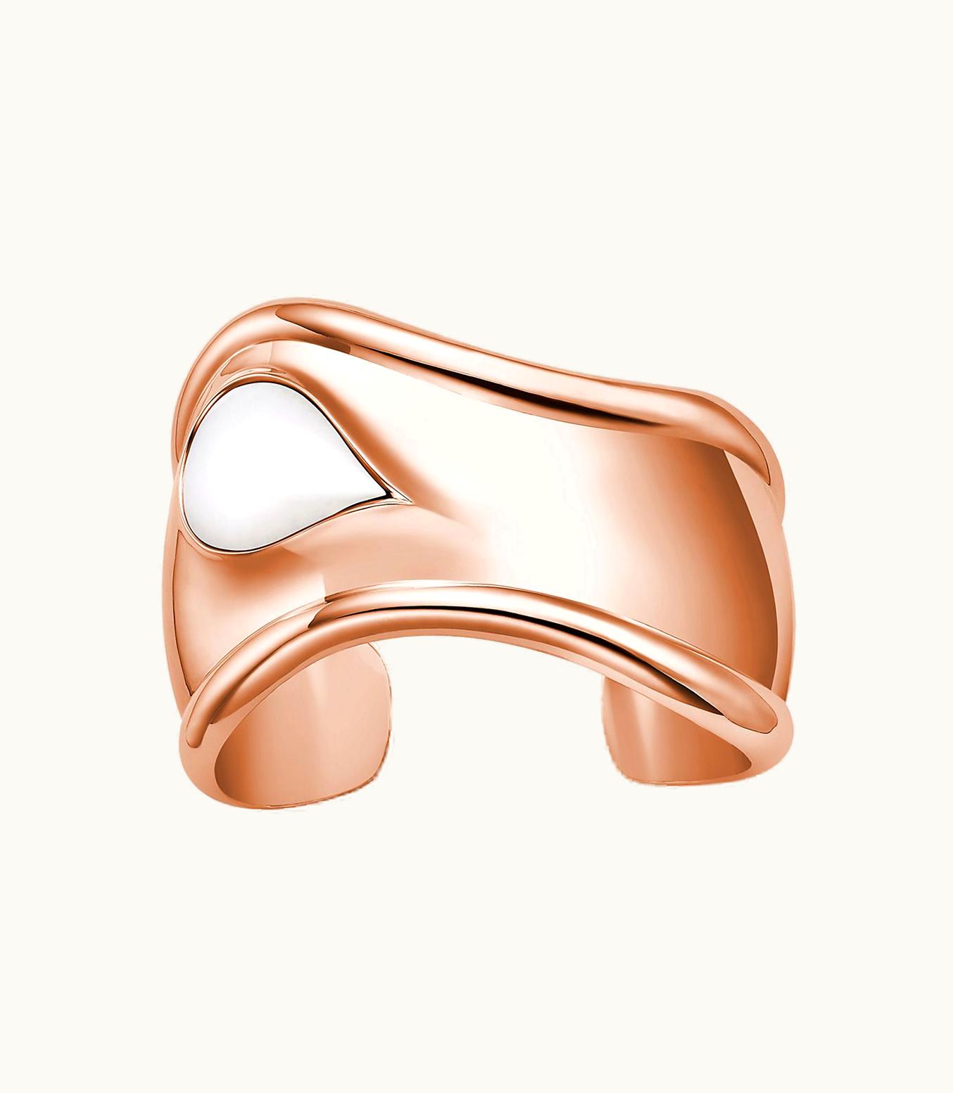 Tiffany & Co Elsa Peretti® Small Bone Cuff In Rose Gold With White Jade, 43 Mm Wide In Rose Gold With White Jade