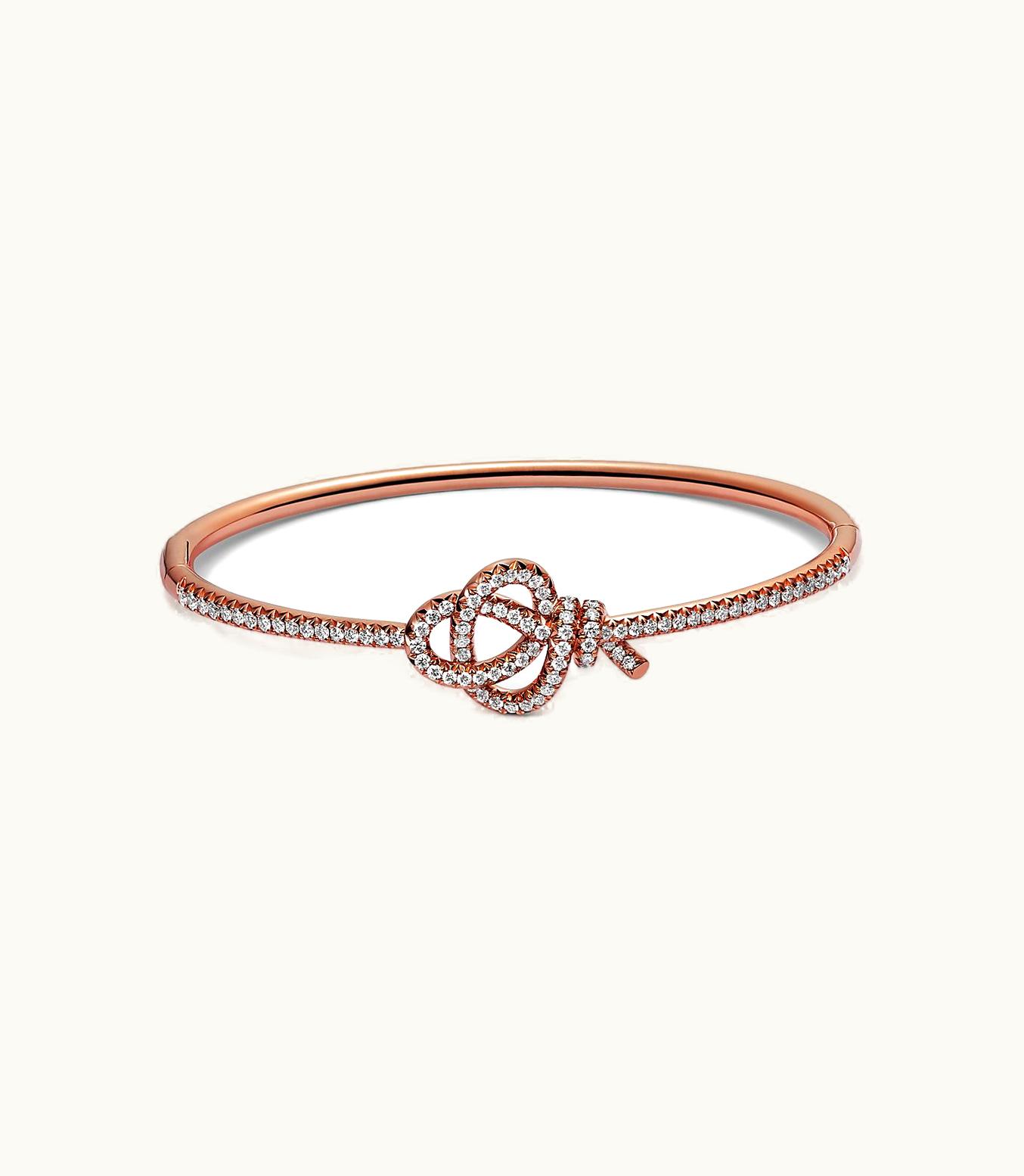 Tiffany & Co Tiffany Keys Woven Keys Hinged Bracelet In Rose Gold With Diamonds