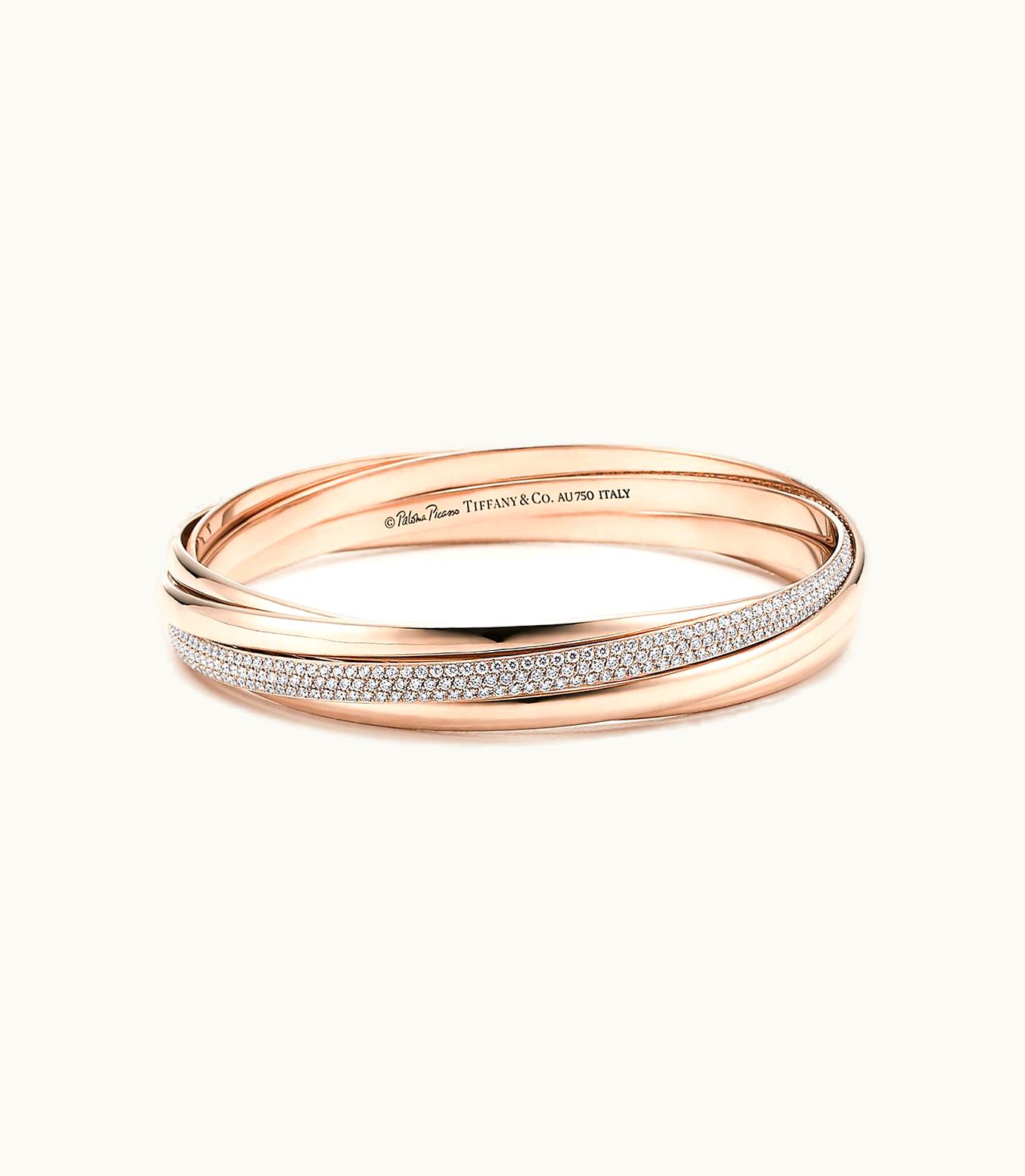 Tiffany & Co Paloma's Melody Five-Band Bangle In 18K Rose Gold With Diamonds, Medium