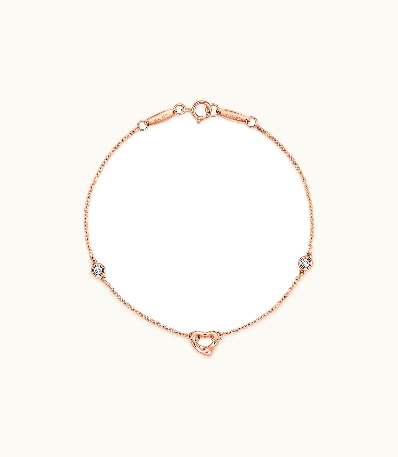 Tiffany & Co Elsa Peretti® Diamonds By The Yard® Open Heart Bracelet In 18K Rose Gold