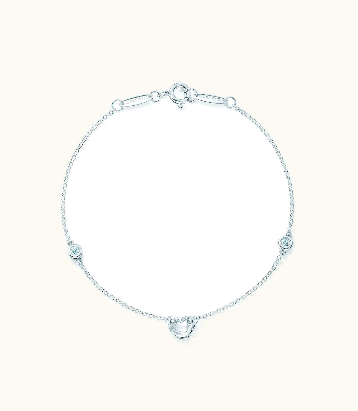 Tiffany & Co Elsa Peretti® Diamonds By The Yard® Open Heart Bracelet In Sterling Silver