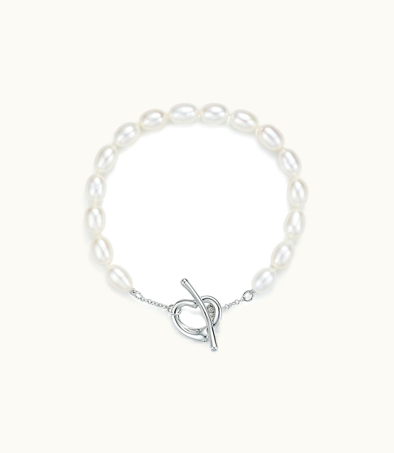 Tiffany & Co Elsa Peretti® Open Heart Pearl Bracelet In Sterling Silver, Medium