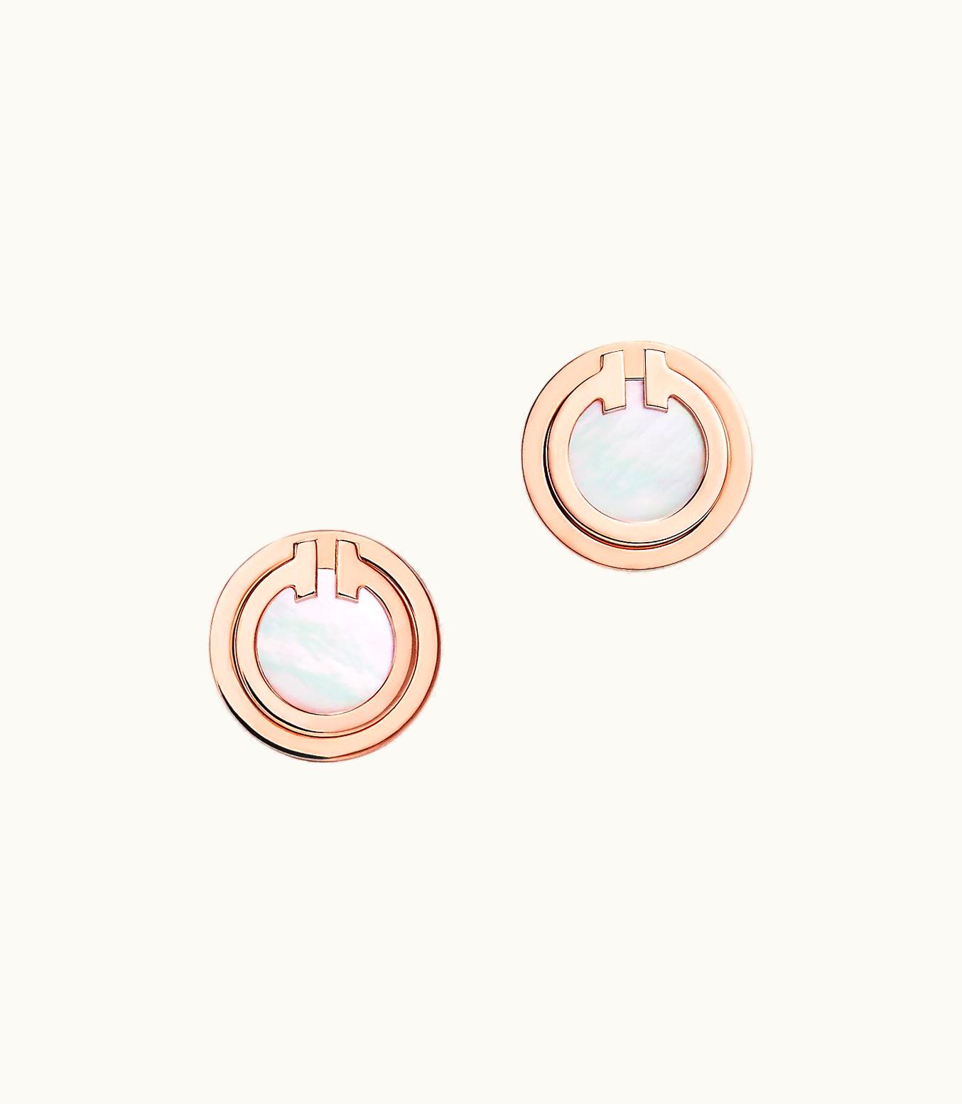 Tiffany & Co Tiffany T Mother-Of-Pearl Circle Earrings In 18K Rose Gold