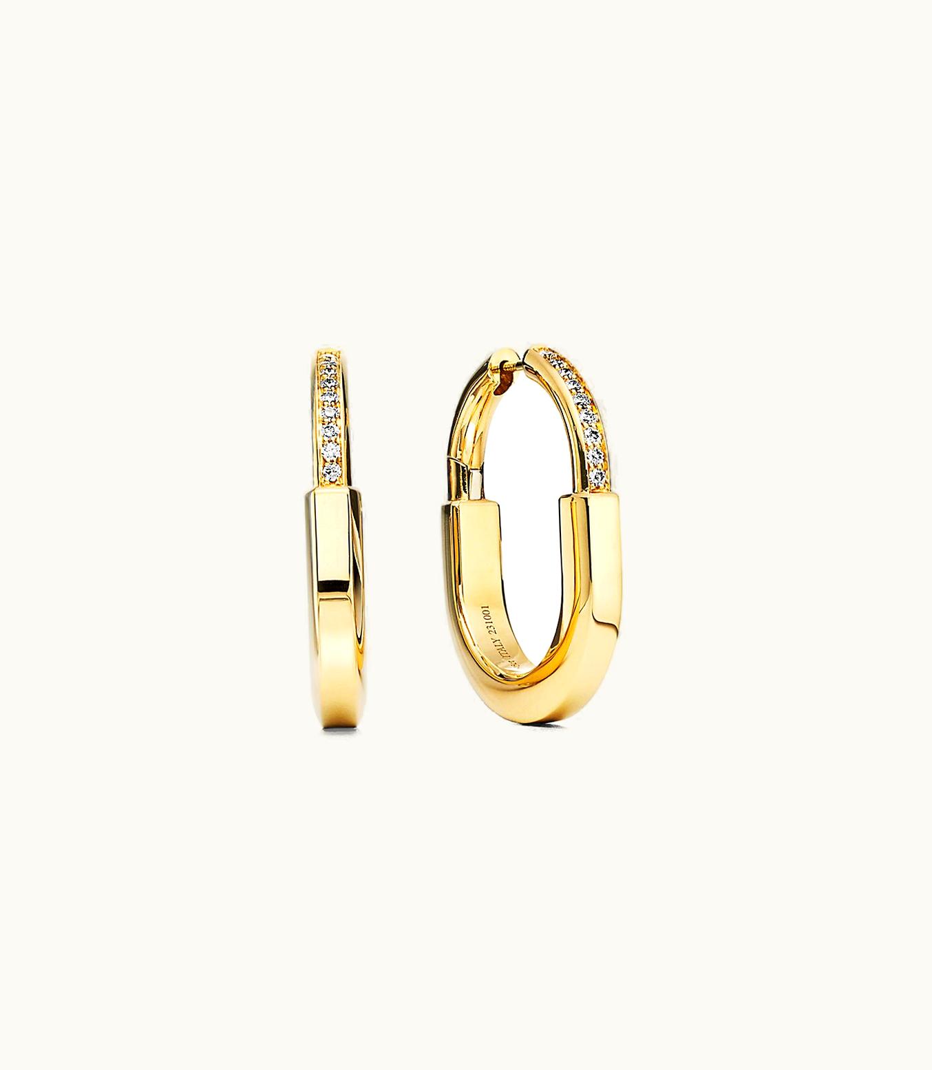 Tiffany & Co Tiffany Lock Earrings In Yellow Gold With Diamonds, Medium