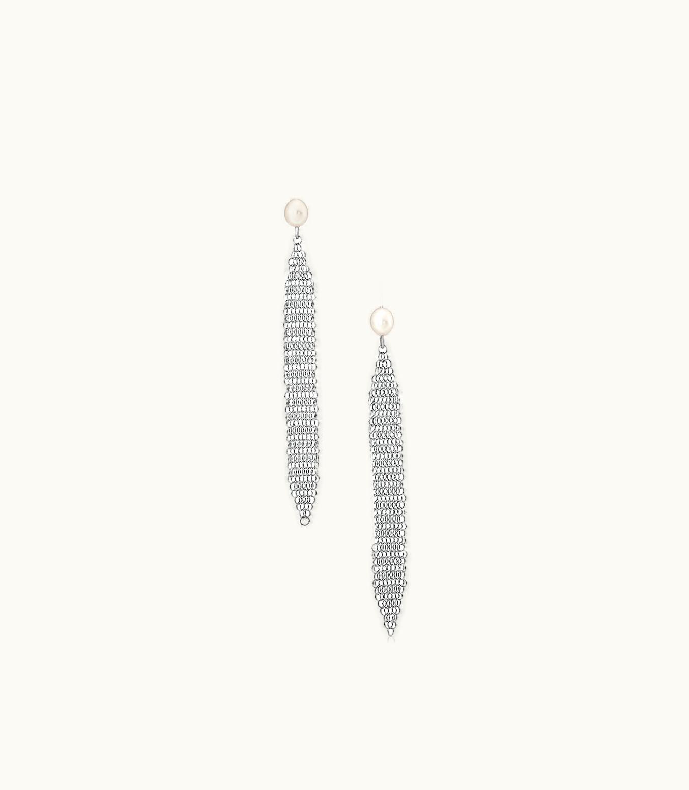 Tiffany & Co Elsa Peretti® Mesh Tassel Earrings In Sterling Silver With Freshwater Pearls