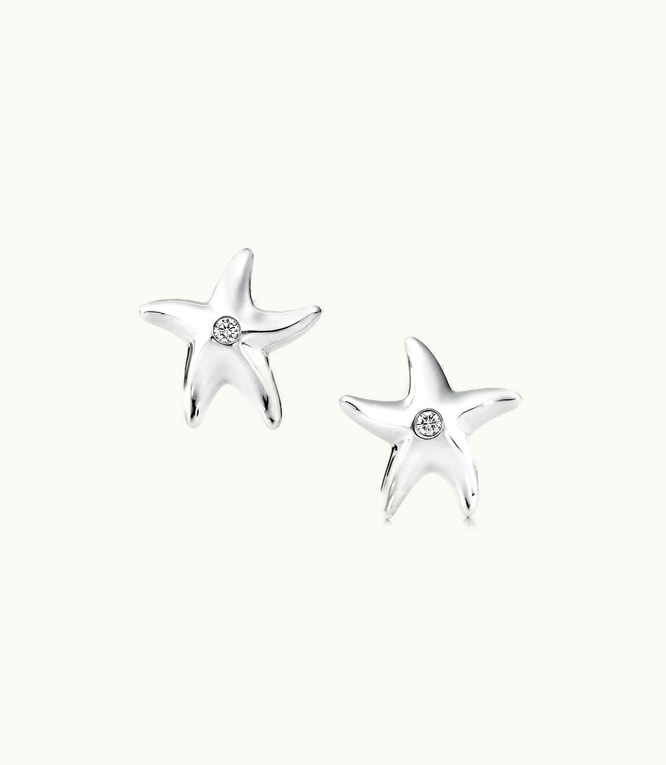 Tiffany & Co Elsa Peretti® Starfish Earrings With Diamonds In Sterling Silver