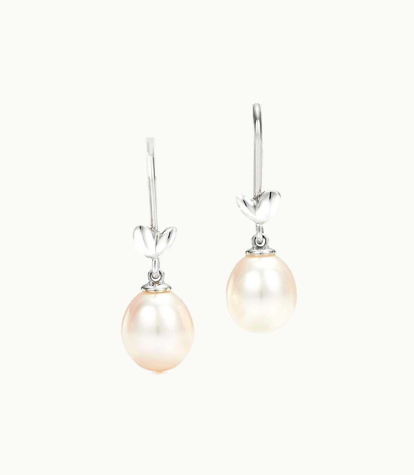 Tiffany & Co Paloma Picasso® Olive Leaf Drop Earrings In Sterling Silver With Pearls