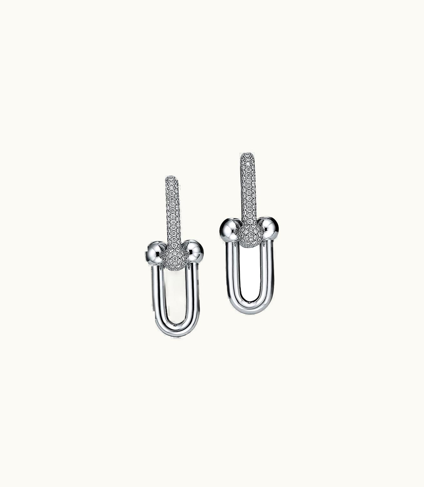 Tiffany & Co Tiffany Hardwear Large Link Earrings In White Gold With Pavé Diamonds