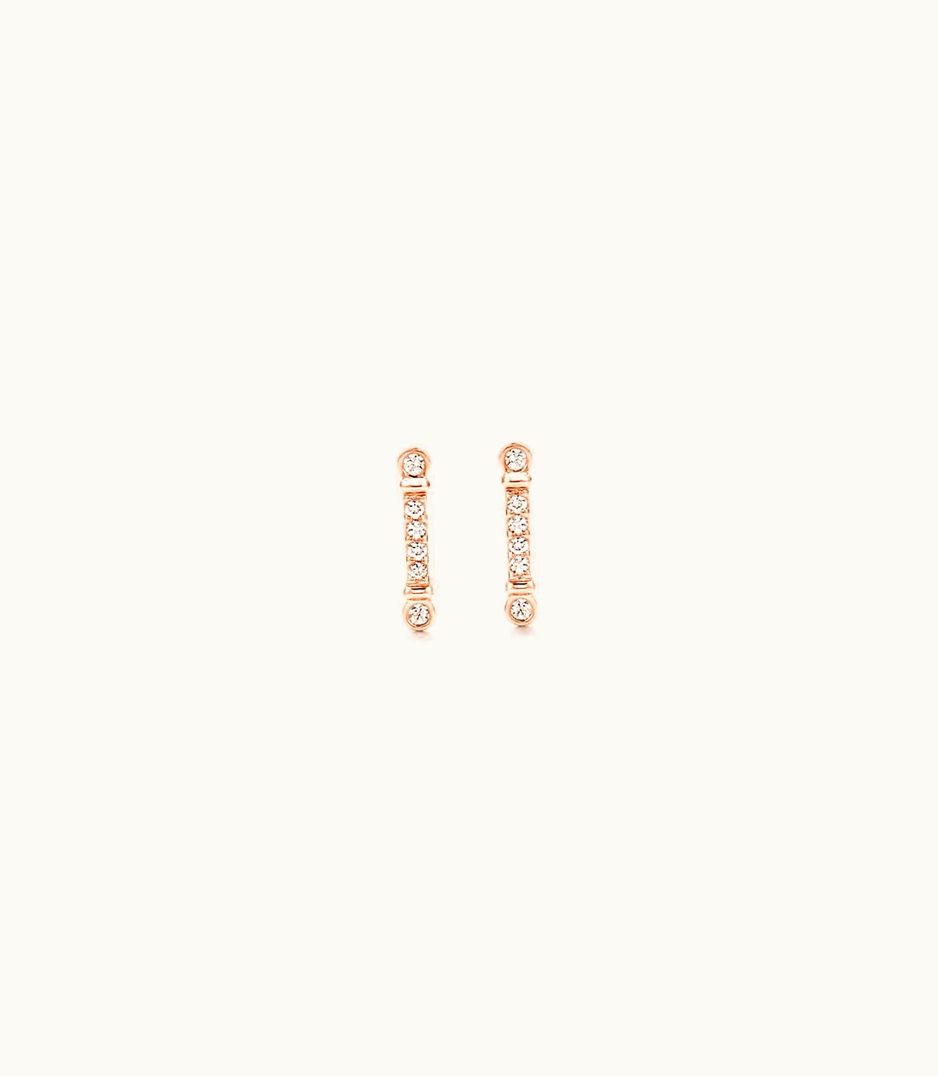 Tiffany & Co Tiffany Fleur De Lis Key Bar Earrings In 18K Rose Gold With Diamonds