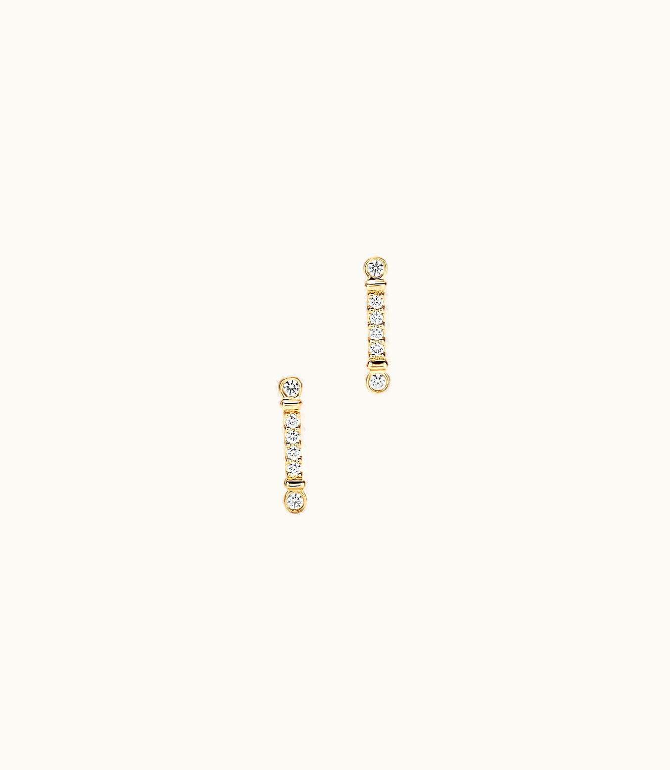 Tiffany & Co Tiffany Fleur De Lis Key Bar Earrings In 18K Gold With Diamonds